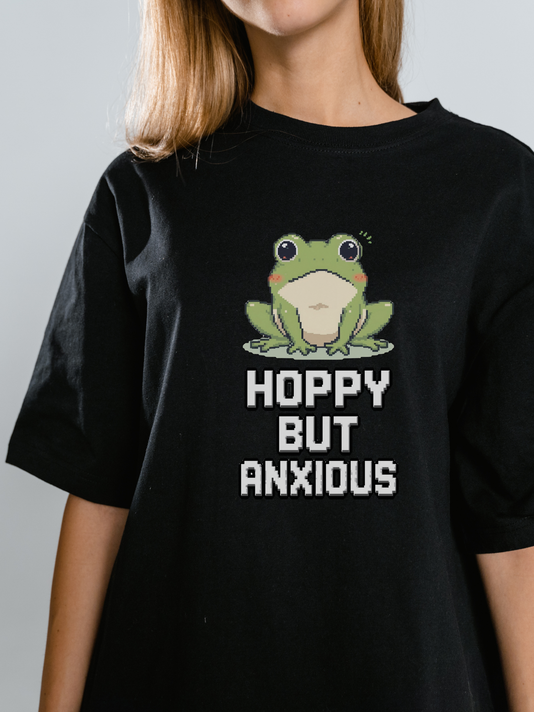 Pixel Frog “Hoppy But Anxious” T-Shirt