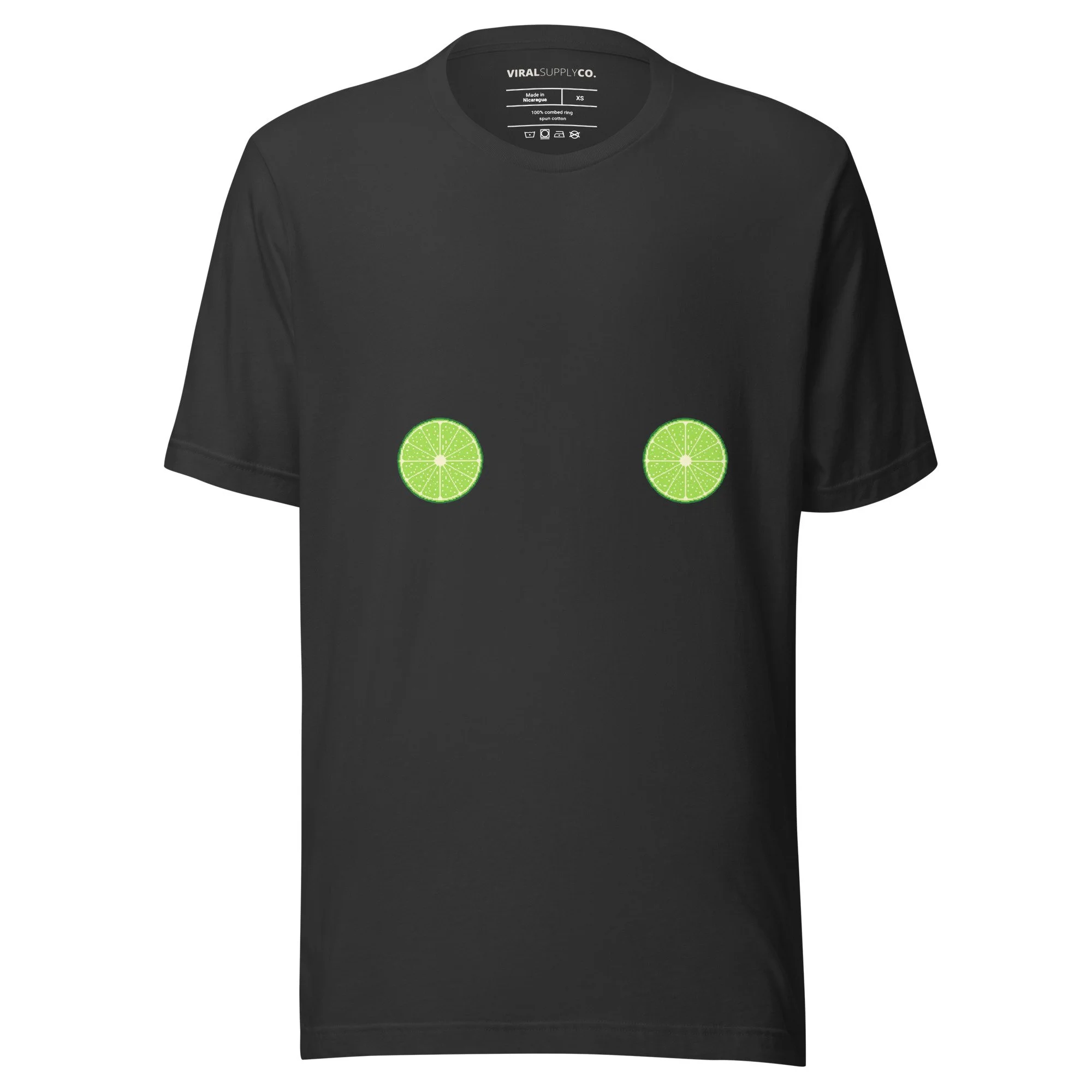 lime shirt, citrus t-shirt, pixel art tee, cute graphic tee, mirrored chest design