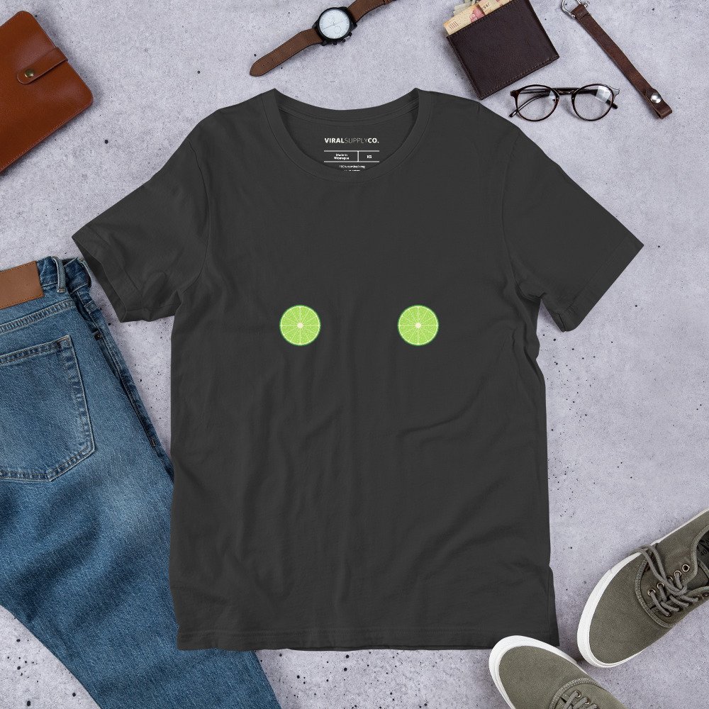 lime shirt, citrus t-shirt, pixel art tee, cute graphic tee, mirrored chest design