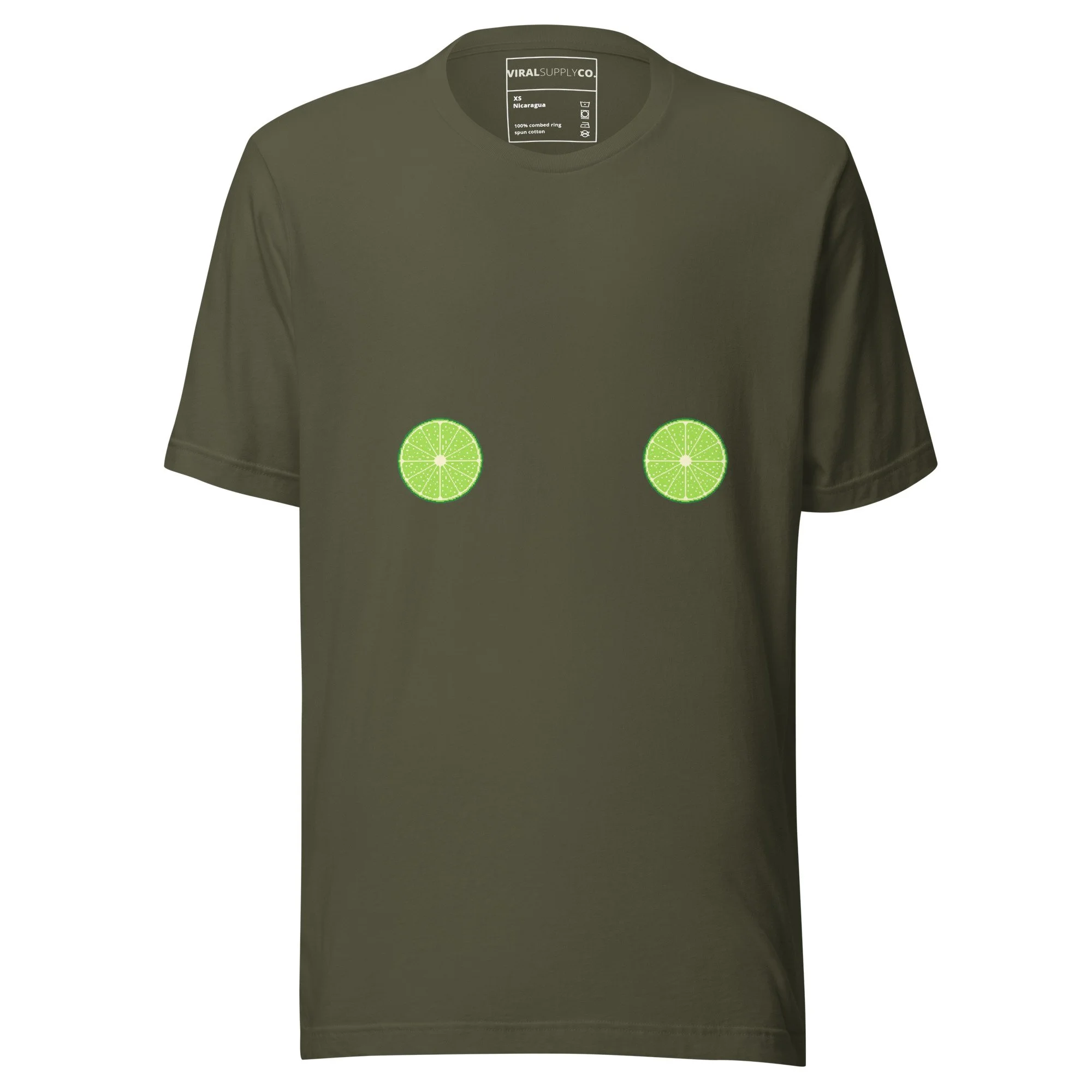 lime shirt, citrus t-shirt, pixel art tee, cute graphic tee, mirrored chest design