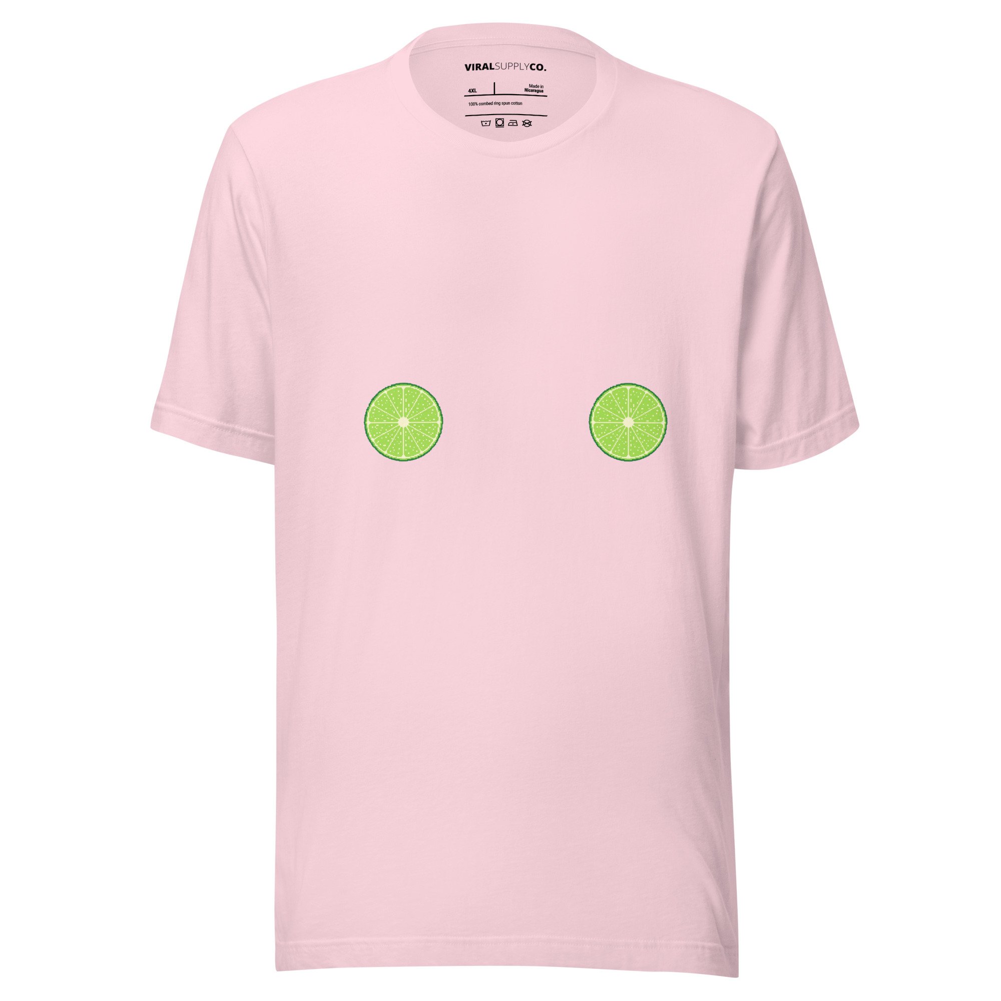lime shirt, citrus t-shirt, pixel art tee, cute graphic tee, mirrored chest design