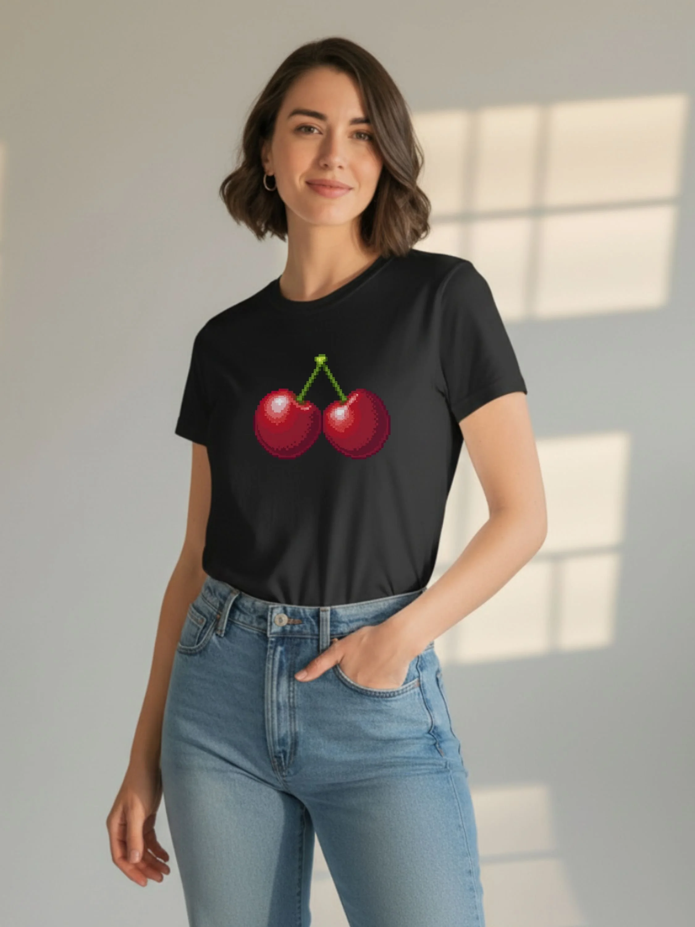 Cherry on Top – Pixel Cherry Pair Tee