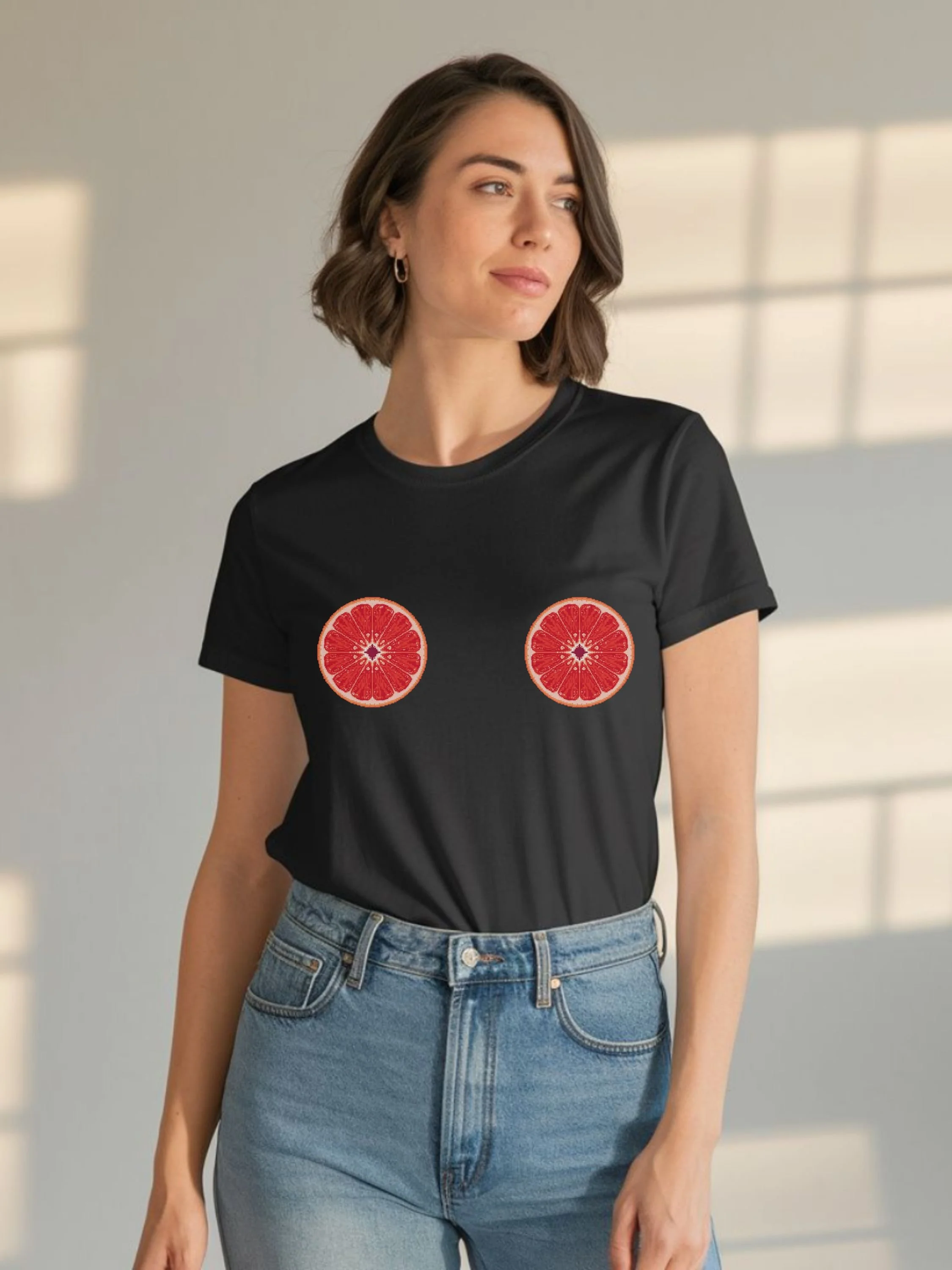 Feelin’ Grapeful – Pixel Grapefruit Pair Tee