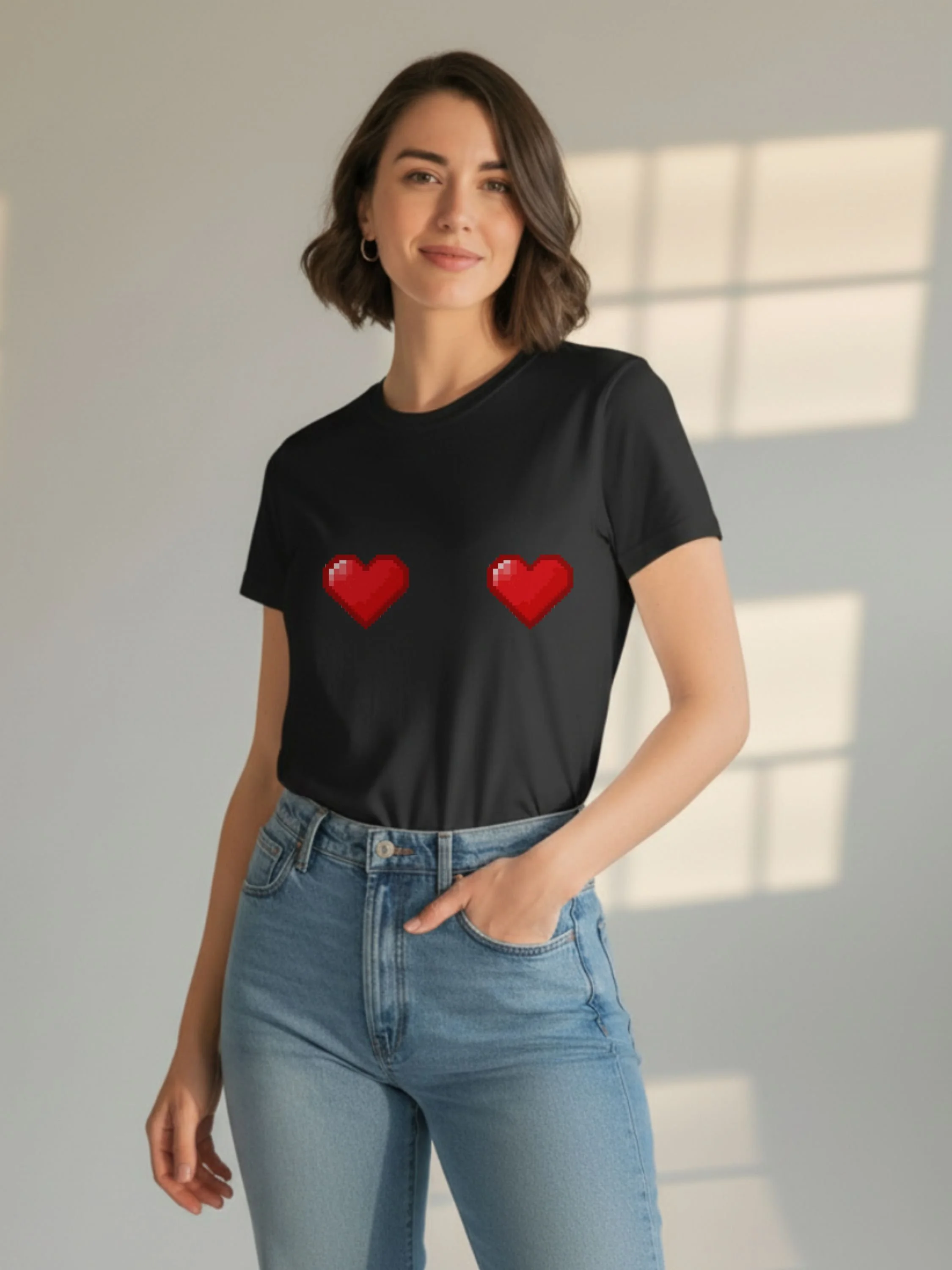 Sweetheart Pair – Pixel Heart Tee