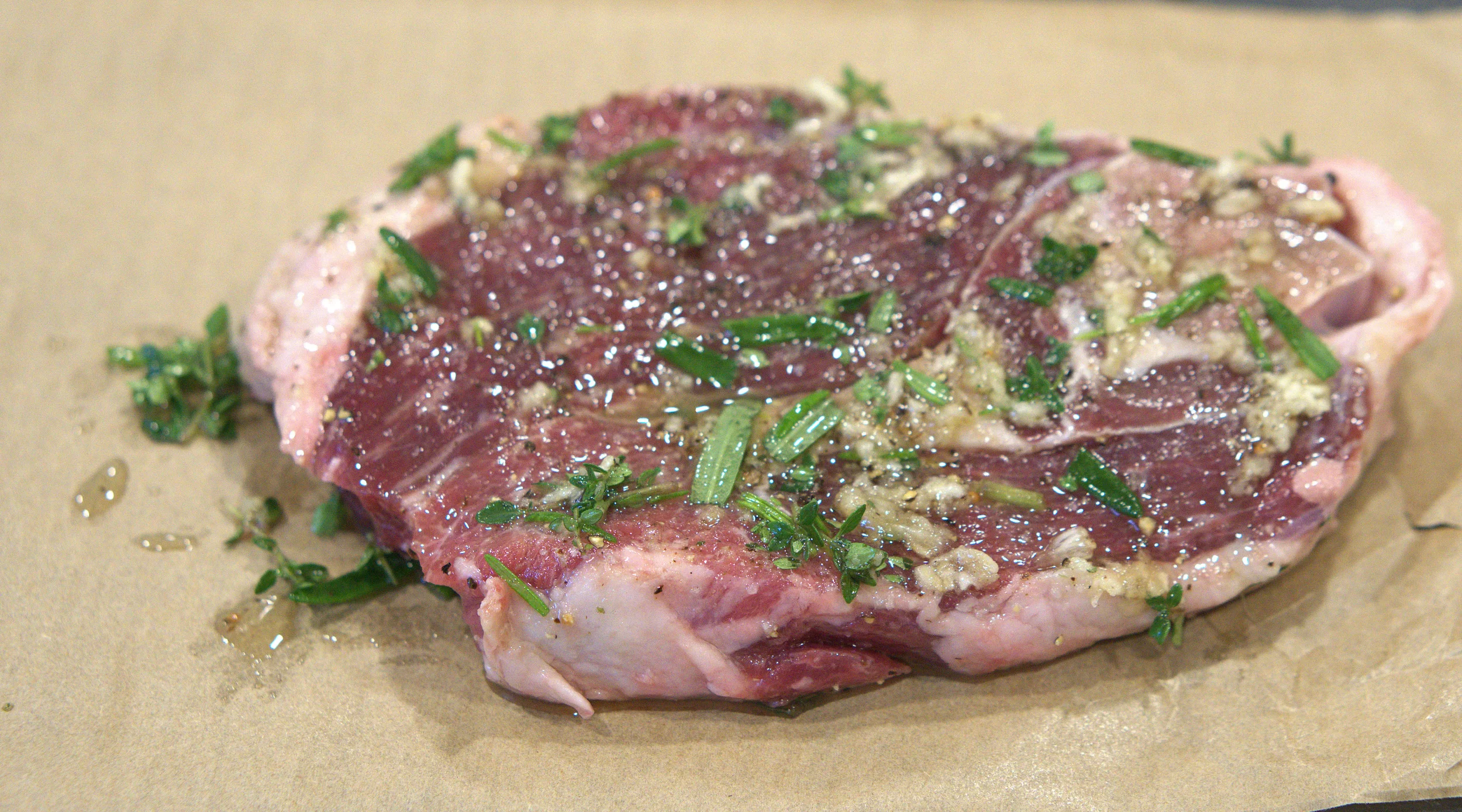 Lamb Leg Chops with fresh herbs and garlic