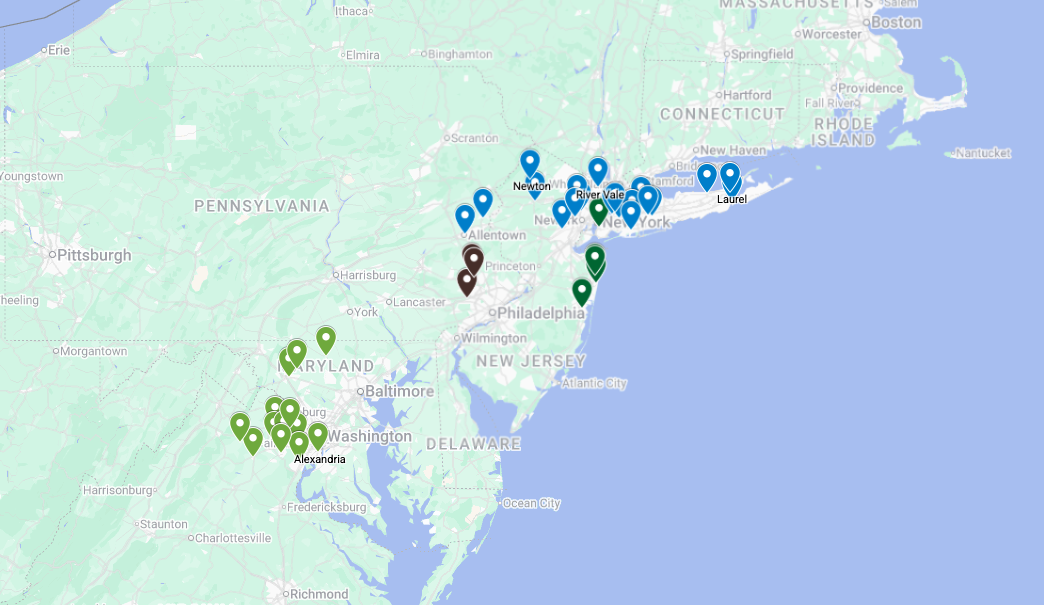 Map of pickup location pins