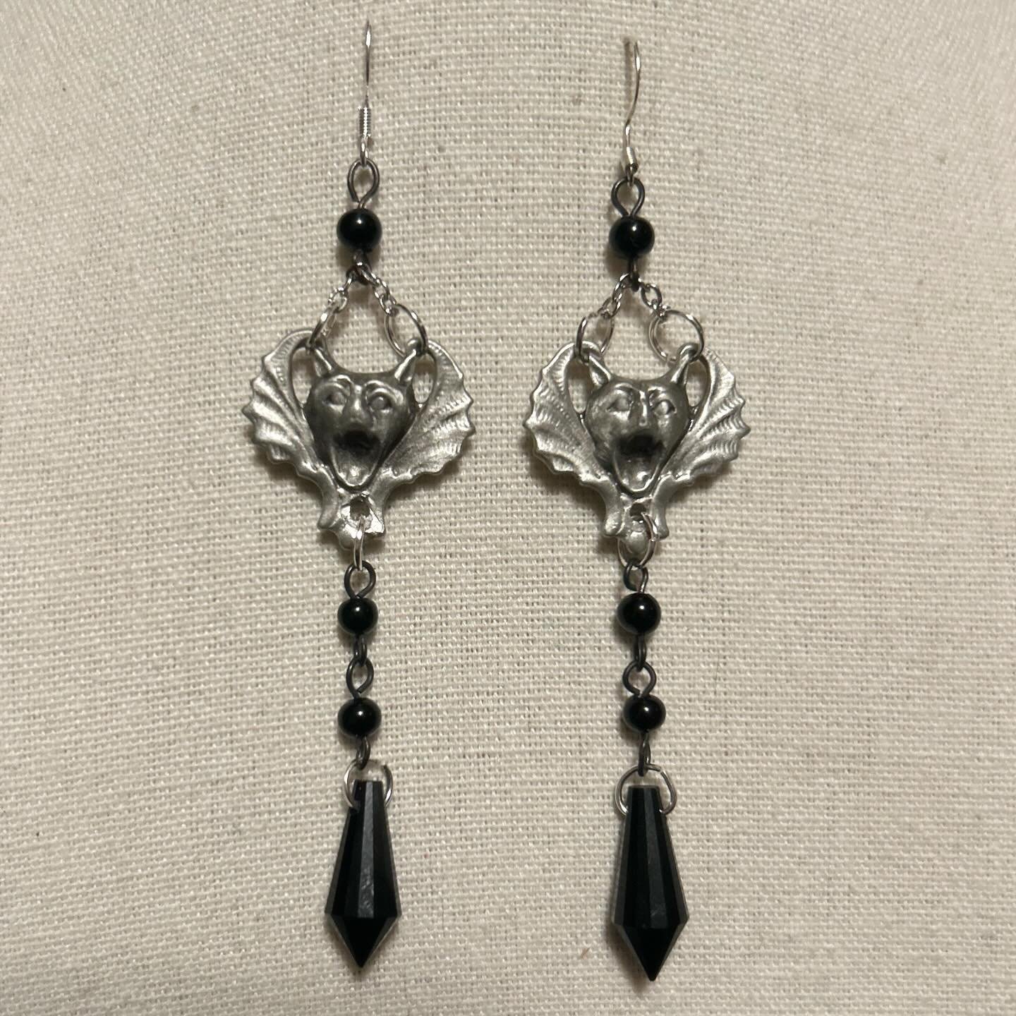 Pewter gargoyle with upcycled beads.