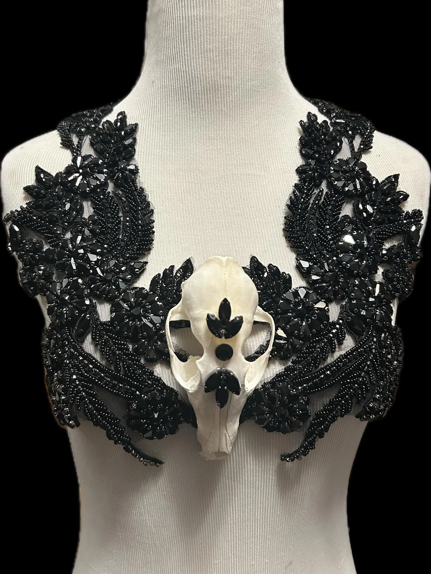 I&rsquo;ve been really enjoying making these big statement pieces! This one was especially cool because I got to do some sewing which, for those of you who don&rsquo;t know, is a major passion of mine.

This piece features two heavily rhinestoned app