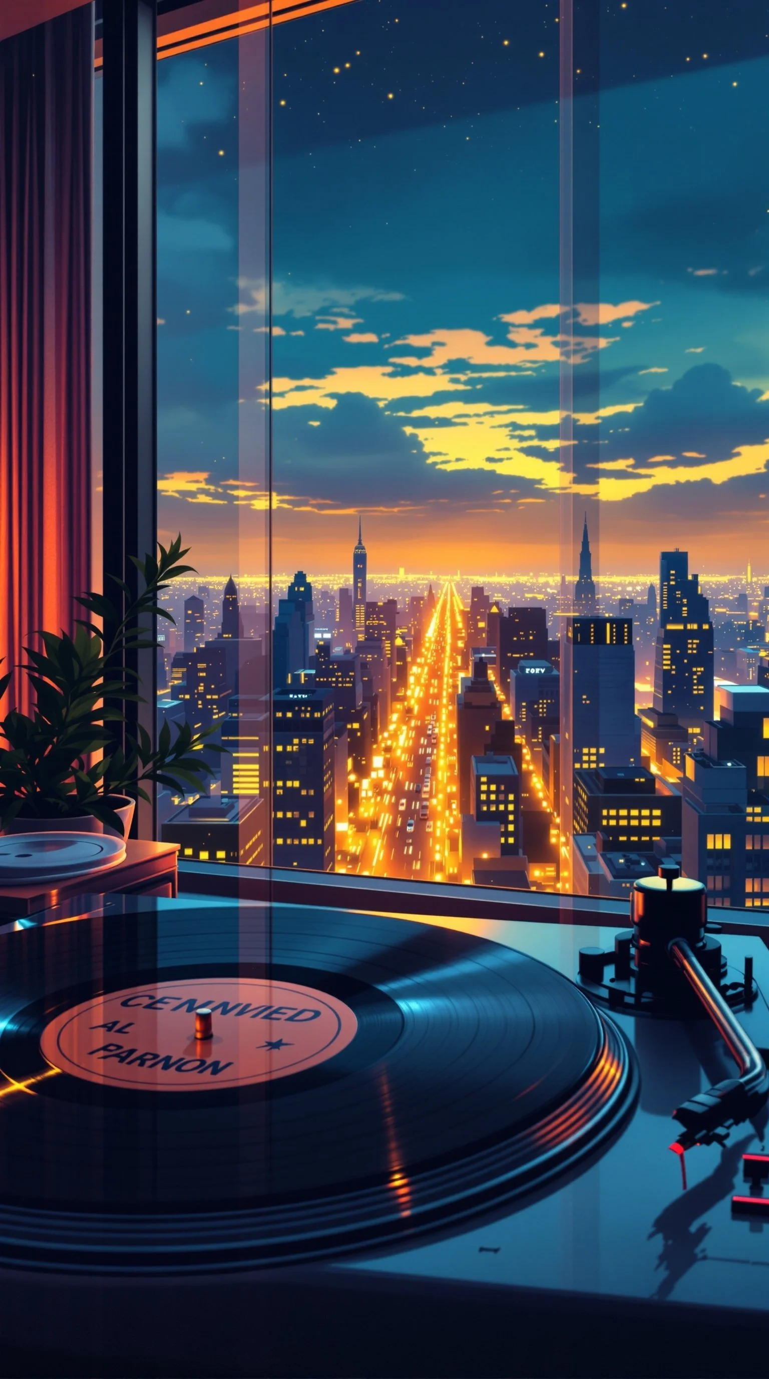 Urban Sunset Vinyl Vibes Canvas