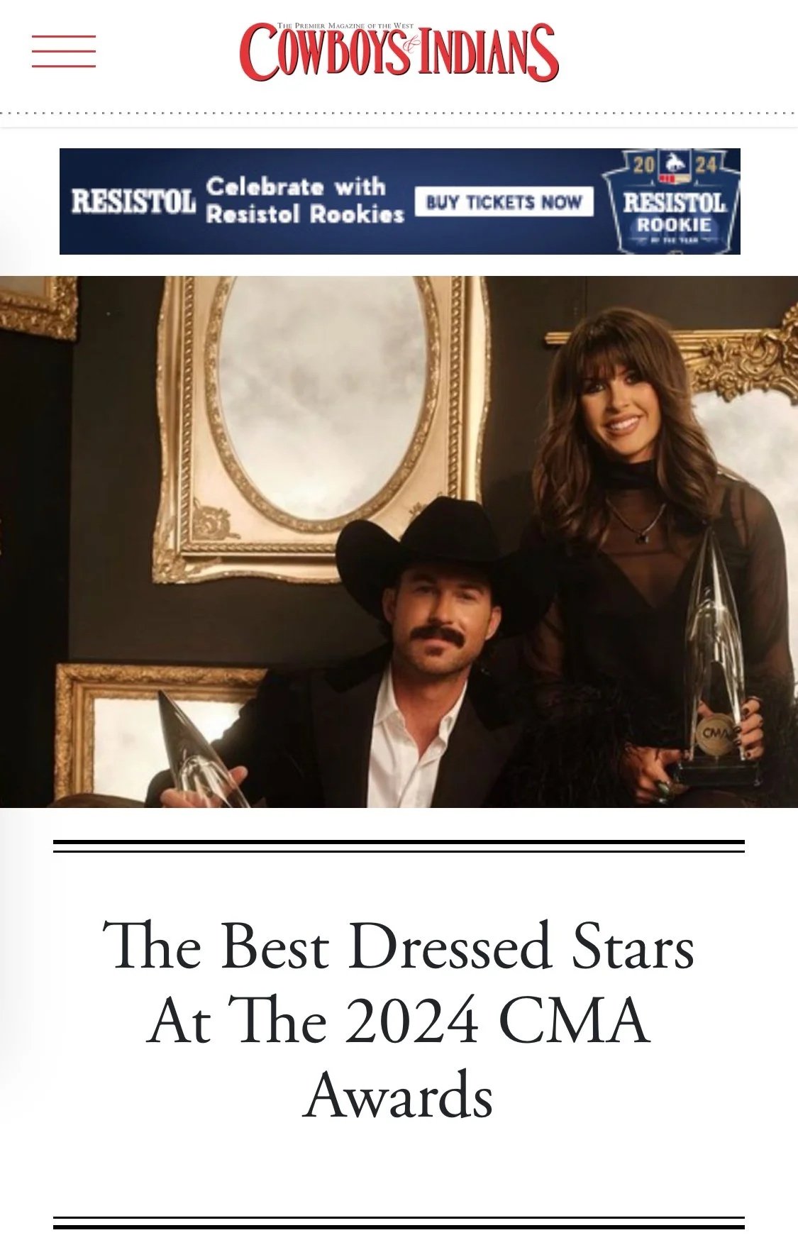 COWBOYS & INDIANS MAGAZINE: 2024 CMA AWARDS RECAP