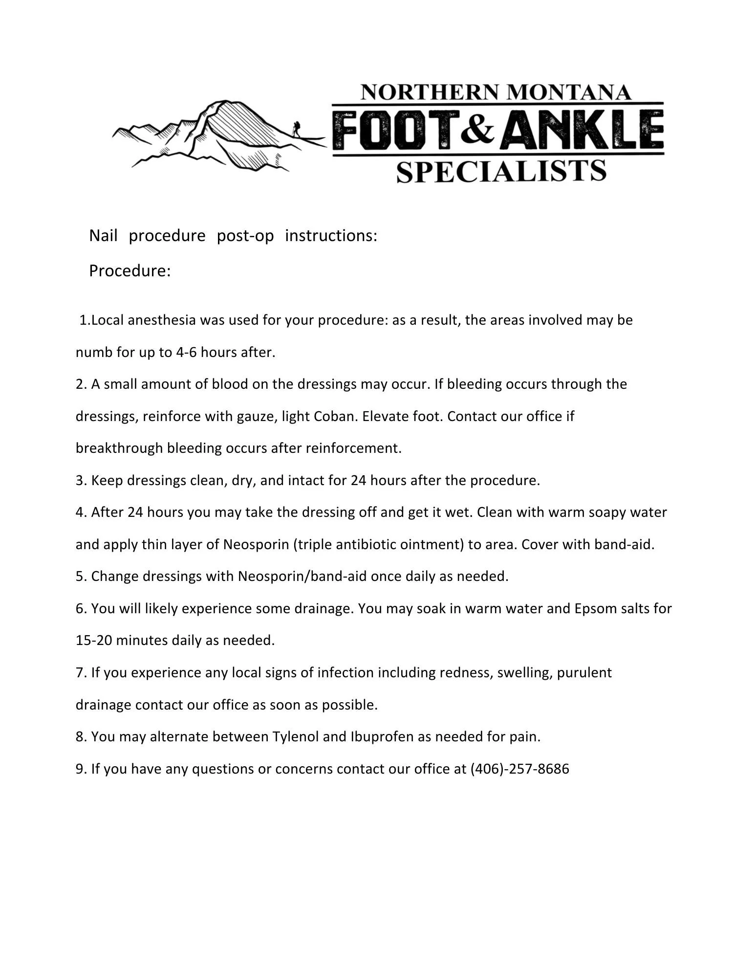 Post op nail care instructions