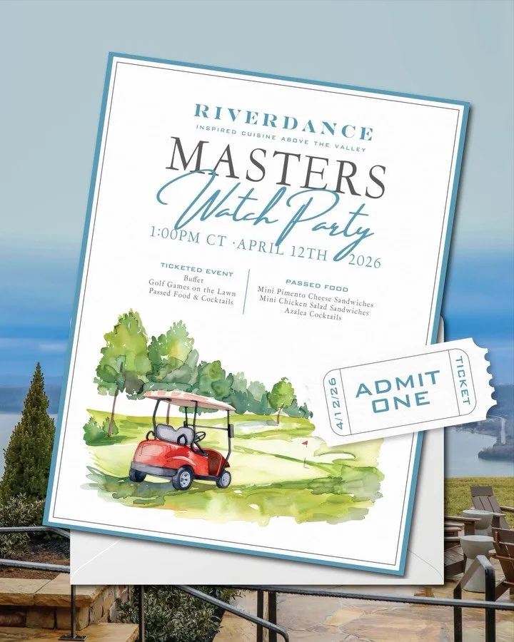 An iconic Sunday deserves an iconic setting.⛳️⛰️

You&rsquo;re invited to join us April 12th beginning at 1PM CT for Masters Sunday at Riverdance. A watch party inspired by one of the most iconic traditions in sports. From classic pimento snacks to A