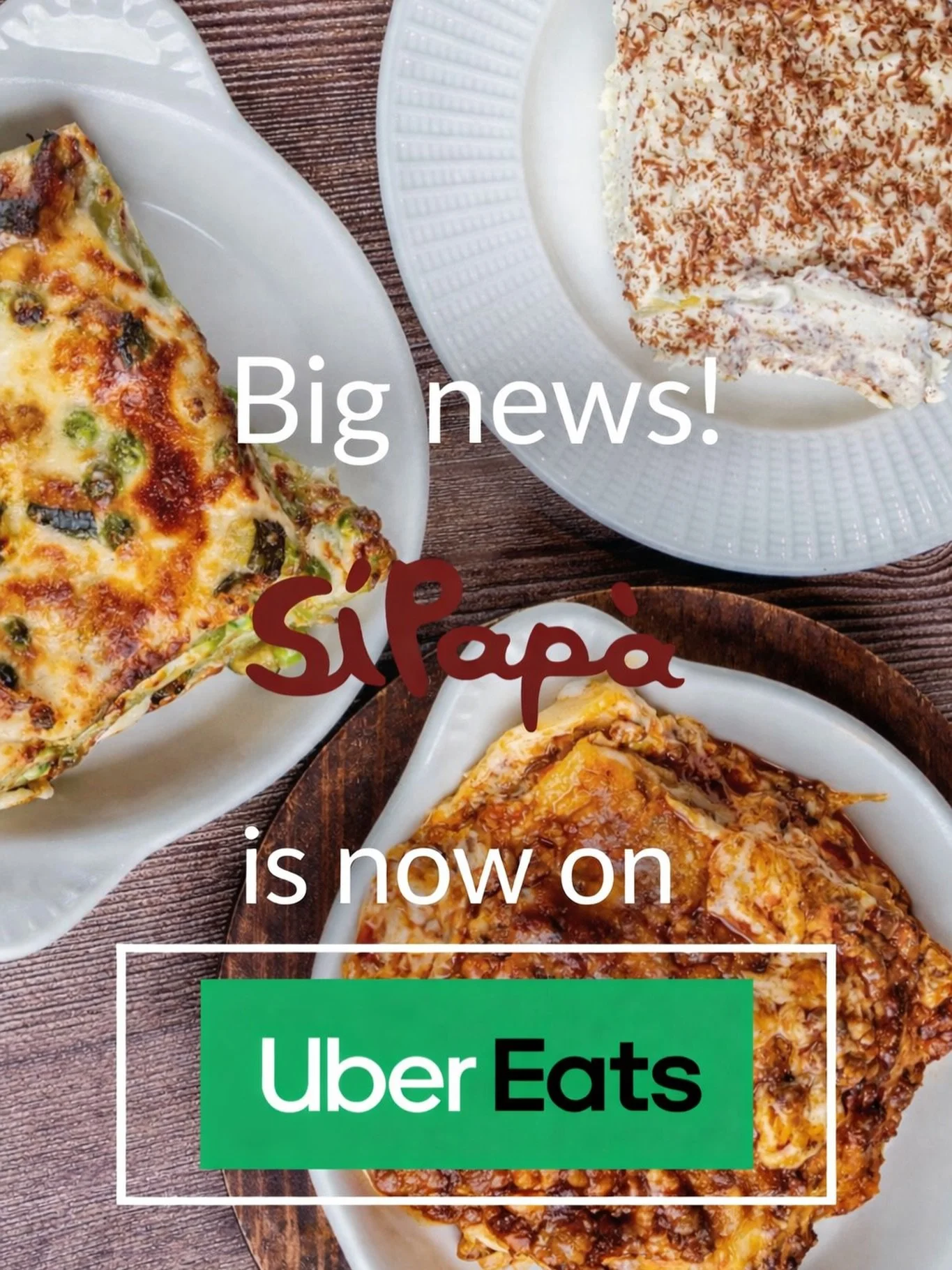 @sipapa.3190 is now on Uber Eats 🍝
All portions serve 2 &mdash; because lasagna and tiramisu are best shared (or eaten when really hungry).

Order now and let us bring the comfort to you!