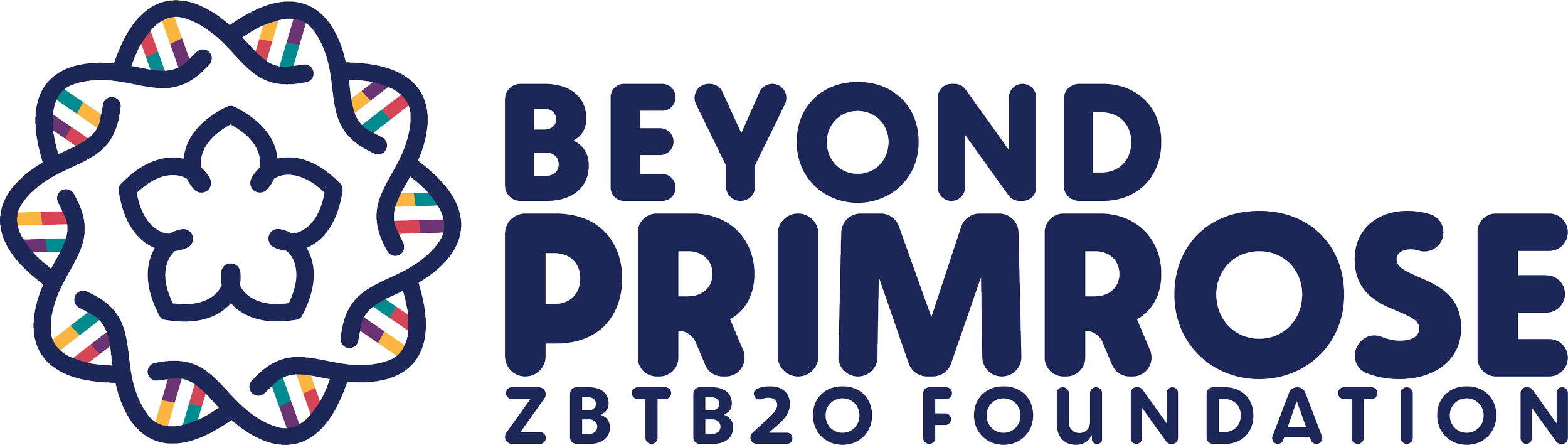 Logo of the Beyond the Prime of the ZBTB20 Foundation featuring a stylized flower with interconnected DNA helix patterns.