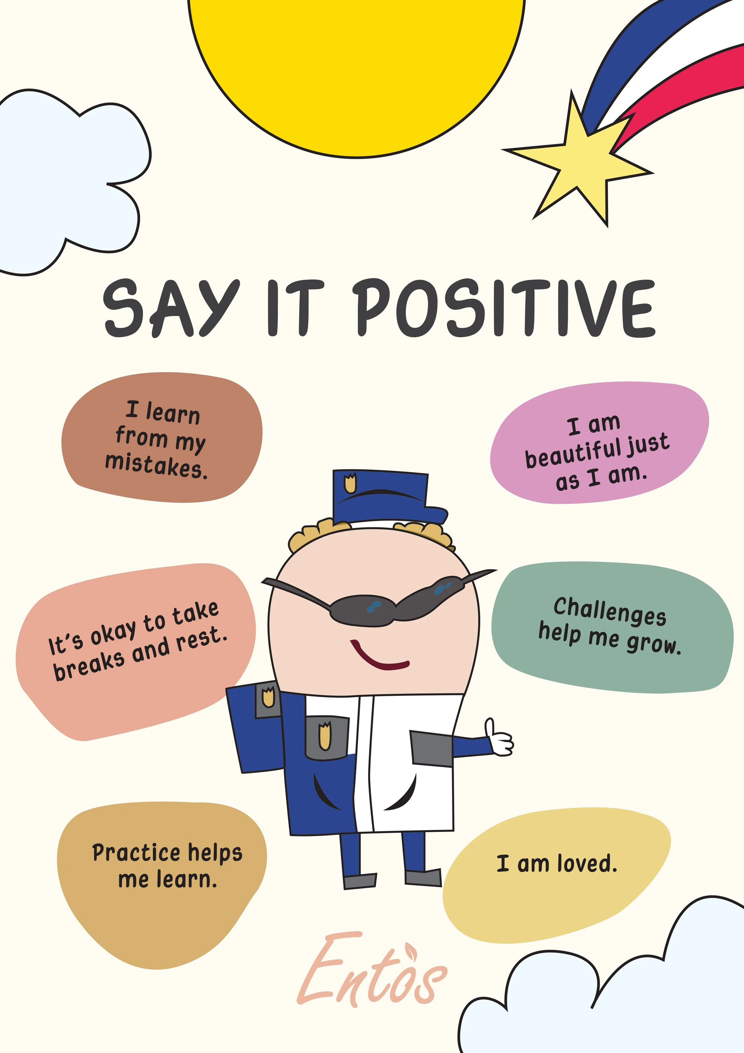 Digital kids posters with positive affirmations