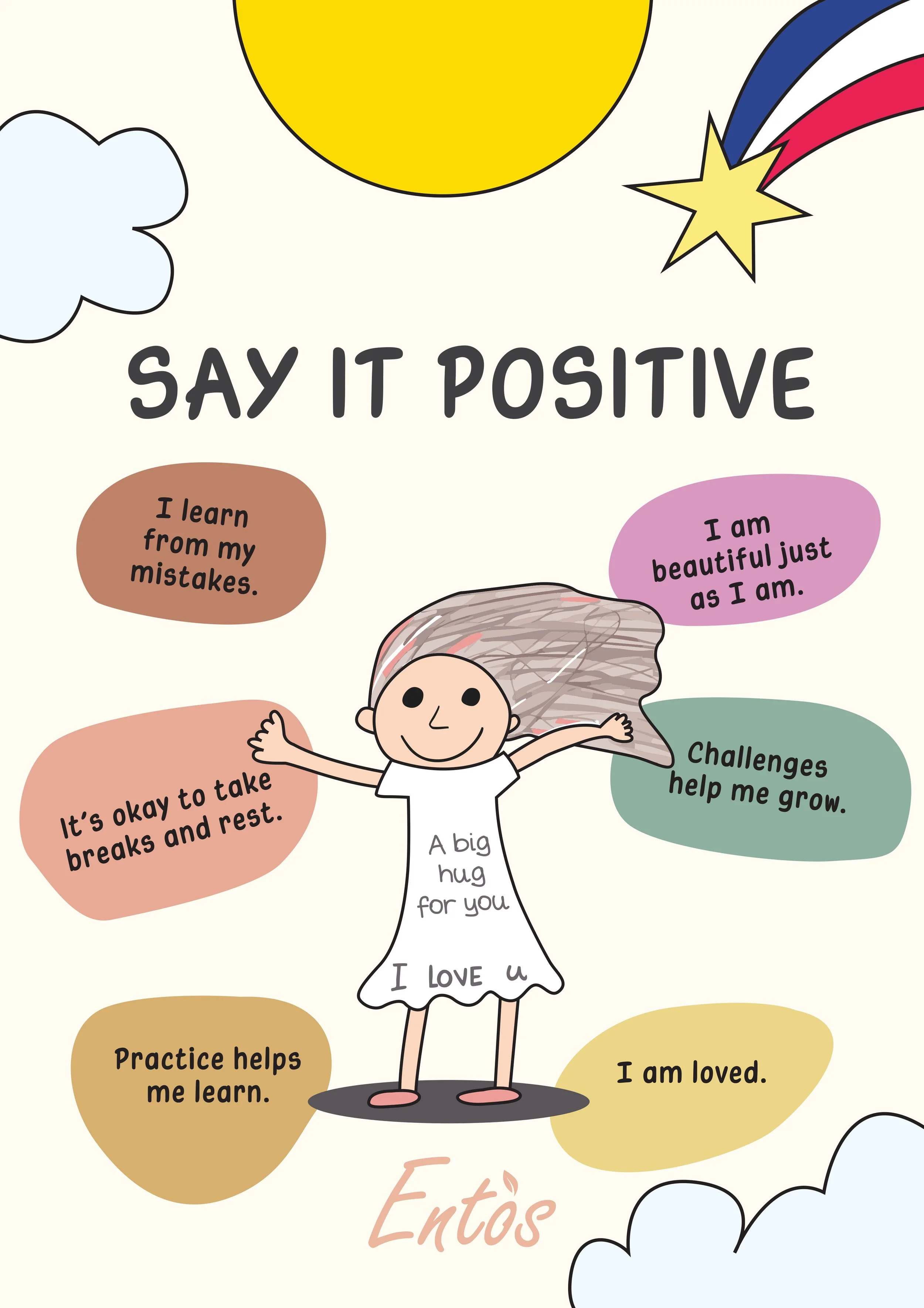 Ψηφιακές παιδικές αφίσες με θετικές δηλώσεις με τους ήρωες Entos (& στα Αγγλικά)