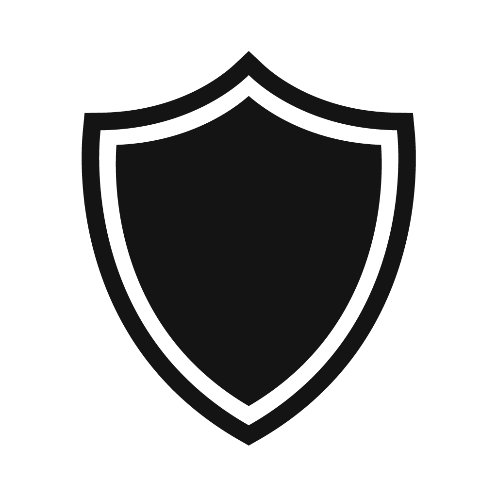 A shield icon with a black outline and empty interior.