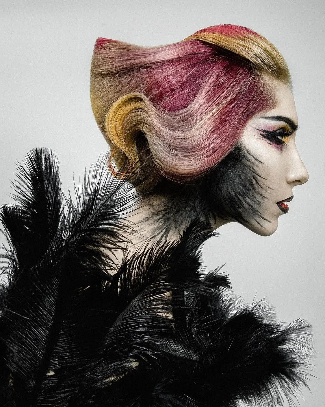 Avant-garde multicolor hair design by Gogasus, editorial styling in Brooklyn NYC