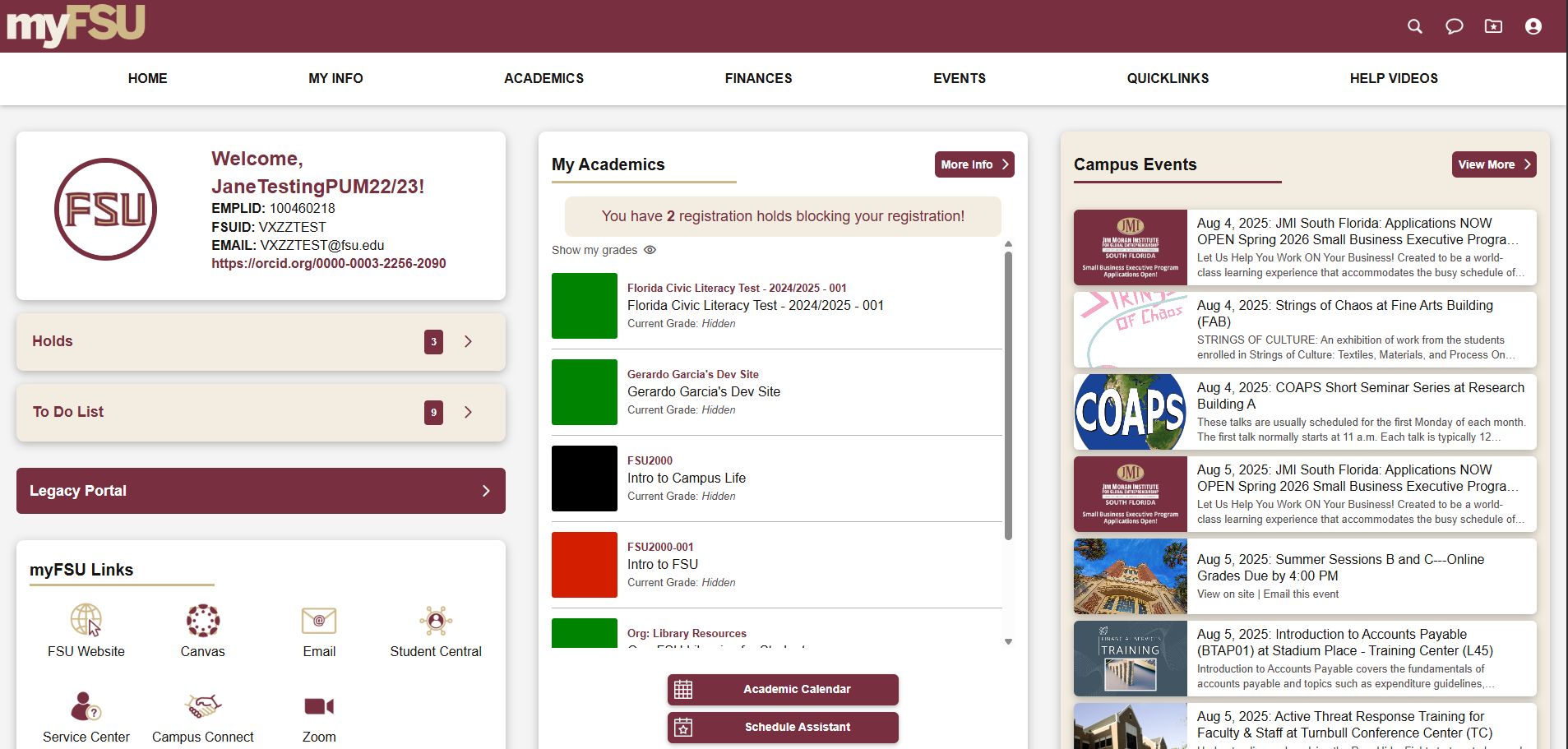 Picture of the new myFSU portal