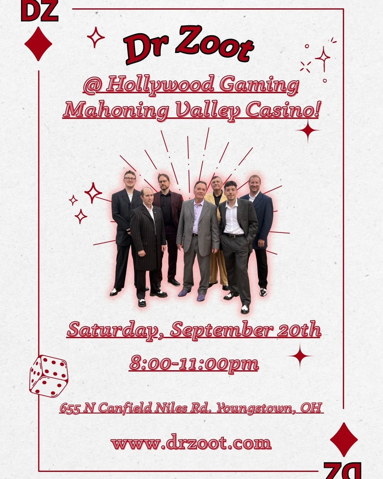 #DrZoot plays tonight at Hollywood Gaming Mahoning Valley Casino.  #SupportYourLocalBand!