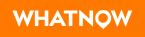 Logo of WHATNOW with orange background and white text