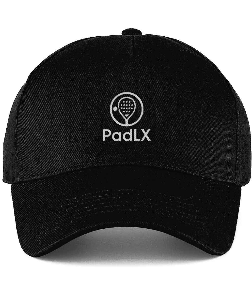 PadLX Core Cap in black with embroidered stacked logo