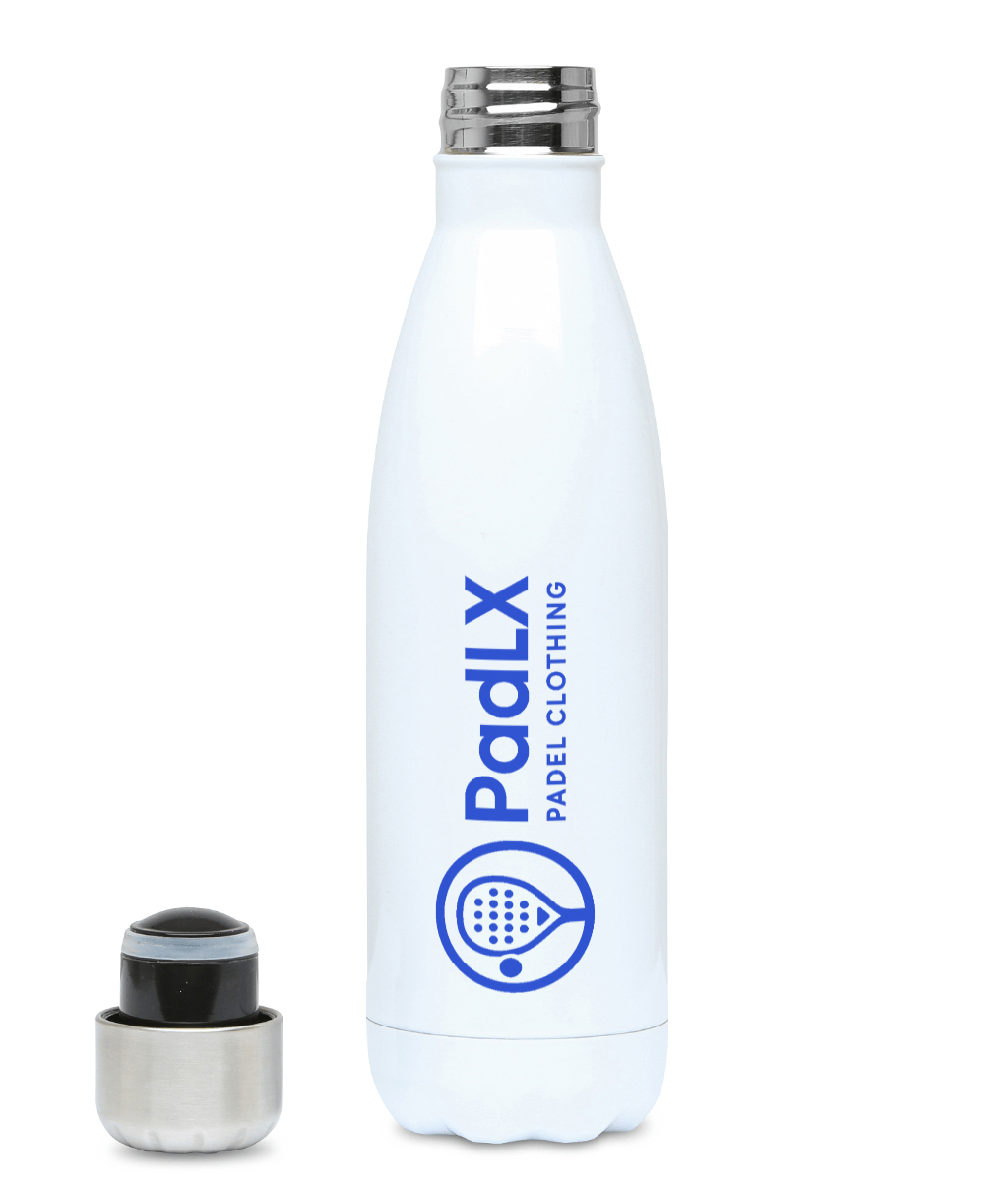 PadLX blue logo on 500ml water bottle
