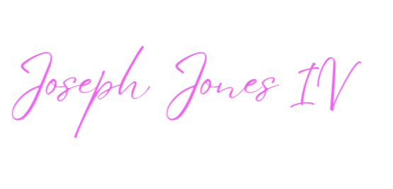 Black background with pink script text reading 'Joseph Jones IV'.