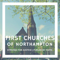 Logo for First Churches of Northampton with a tree and green leaves