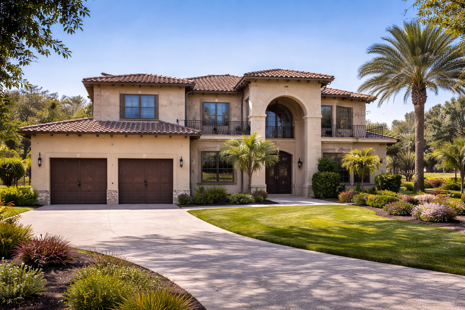 A luxury Mediterranean-style estate in El Dorado Hills showcasing scenic views in a gated El Dorado Hills neighborhood.