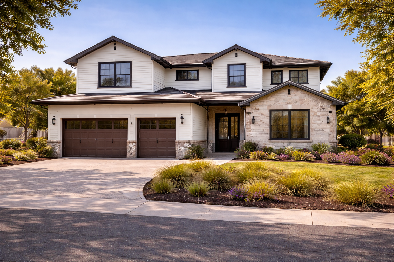 Exterior of a modern home in Folsom, CA representing the upscale suburban living and local real estate in the Folsom Lake area.