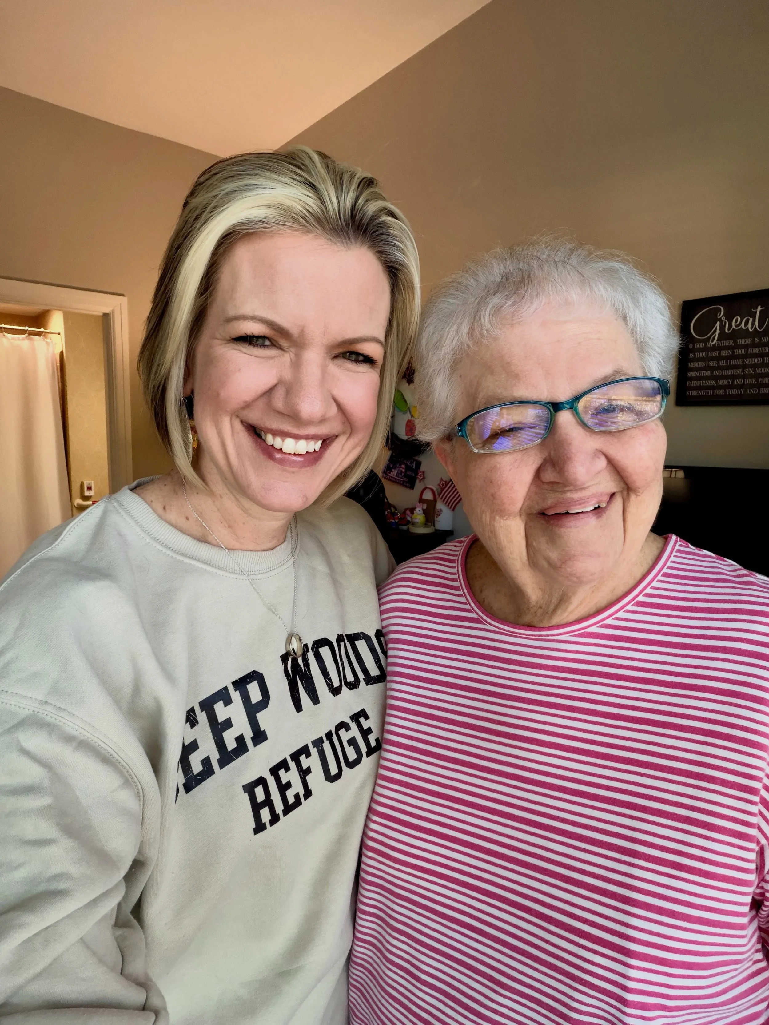 Today I giggled with Mom so many times. She lives in liminal space almost fully now. No longer who she was, but also not yet where she&rsquo;s gloriously going. Oh don&rsquo;t worry&hellip; she&rsquo;s still mobile and relatively healthy and doing be