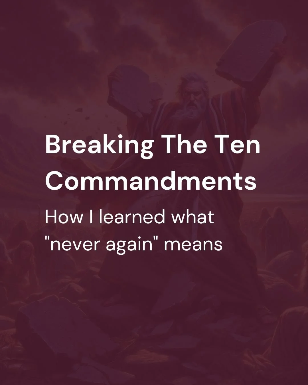 I used to think &ldquo;never again&rdquo; was a promise the world owed me. Then I broke one of the ten commandments and realized it was a promise I owe the world. It only became real when I recognized what I was capable of doing. Only then could I se