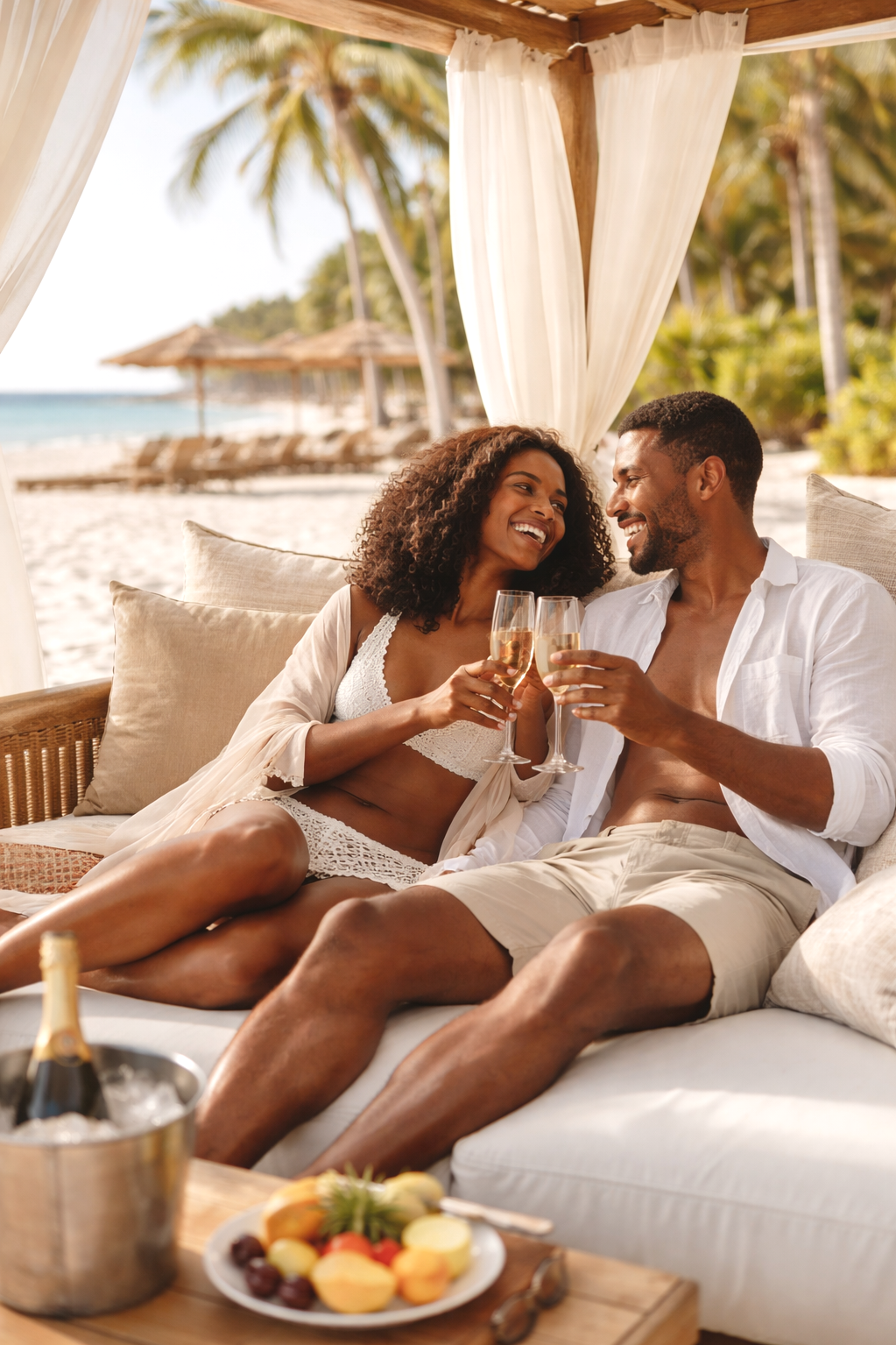 Black couple adults only beach resort
