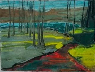 Winter Woods; pastel on paper;  27&rdquo;H x 30&rdquo;W