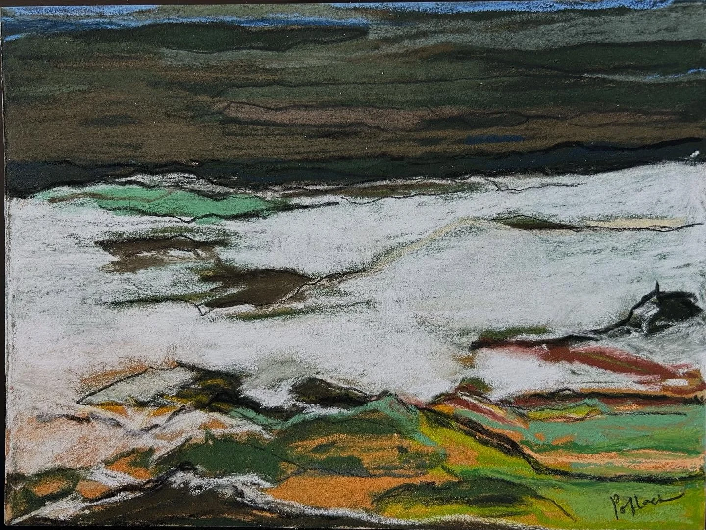 The View from Tuthill Road; pastel on paper; 15 3/8&rdquo;H x 18. 1/2&rdquo; W;