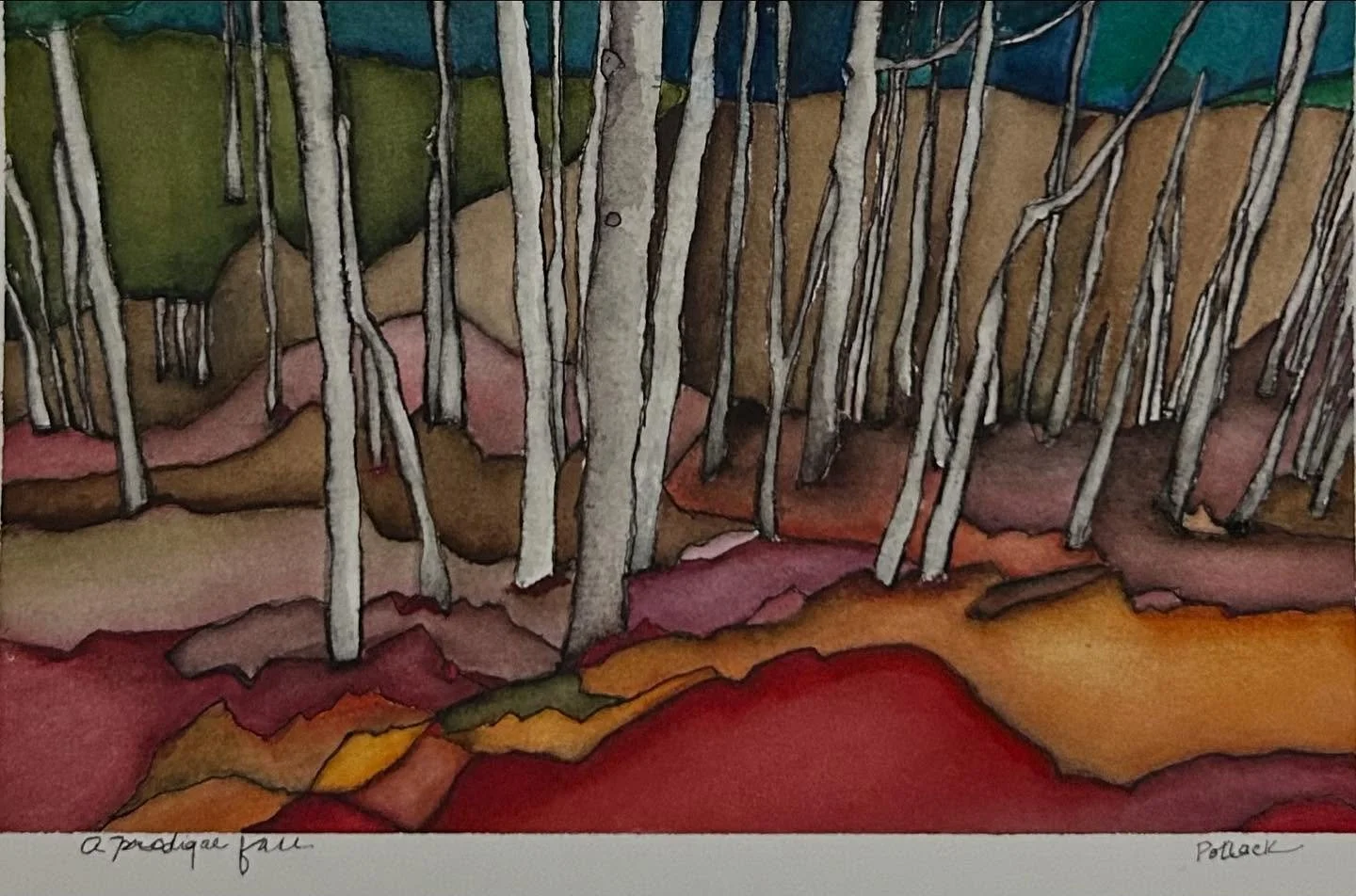 A Prodigal Fall; watercolor on paper ; 9&rdquo;H x 12&rdquo;W;