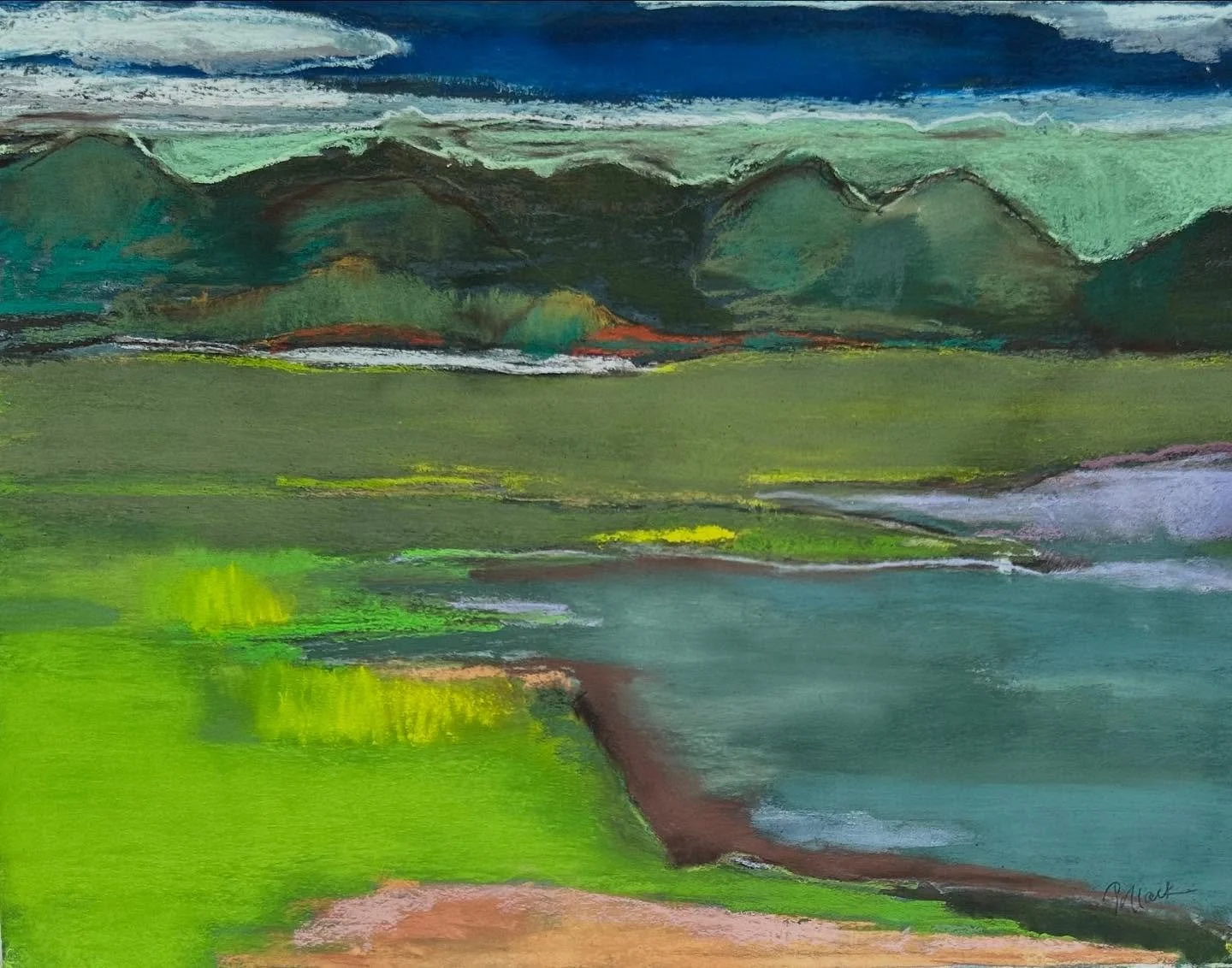 East Lake in Summer; Pastel on paper; 22 &frac12; H x 30&rdquo; W (unframed)