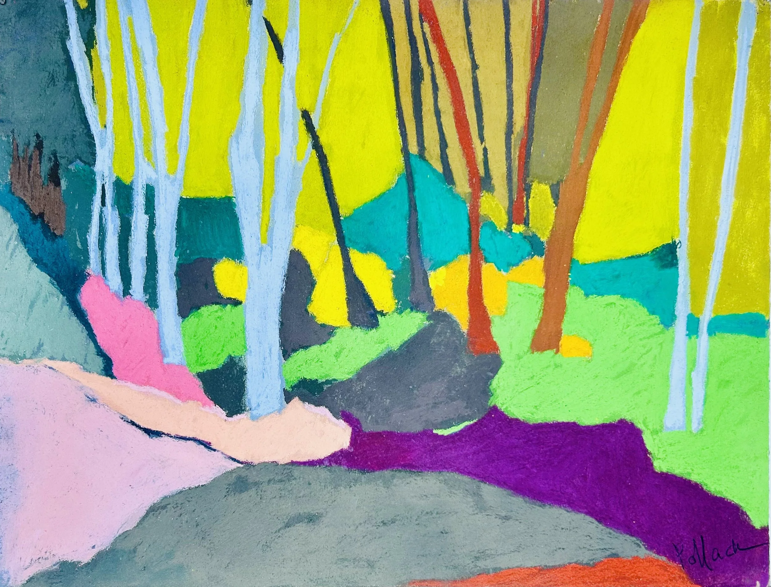 Spring in Springs; pastel on watercolor paper; 25"H x 31"W (framed)