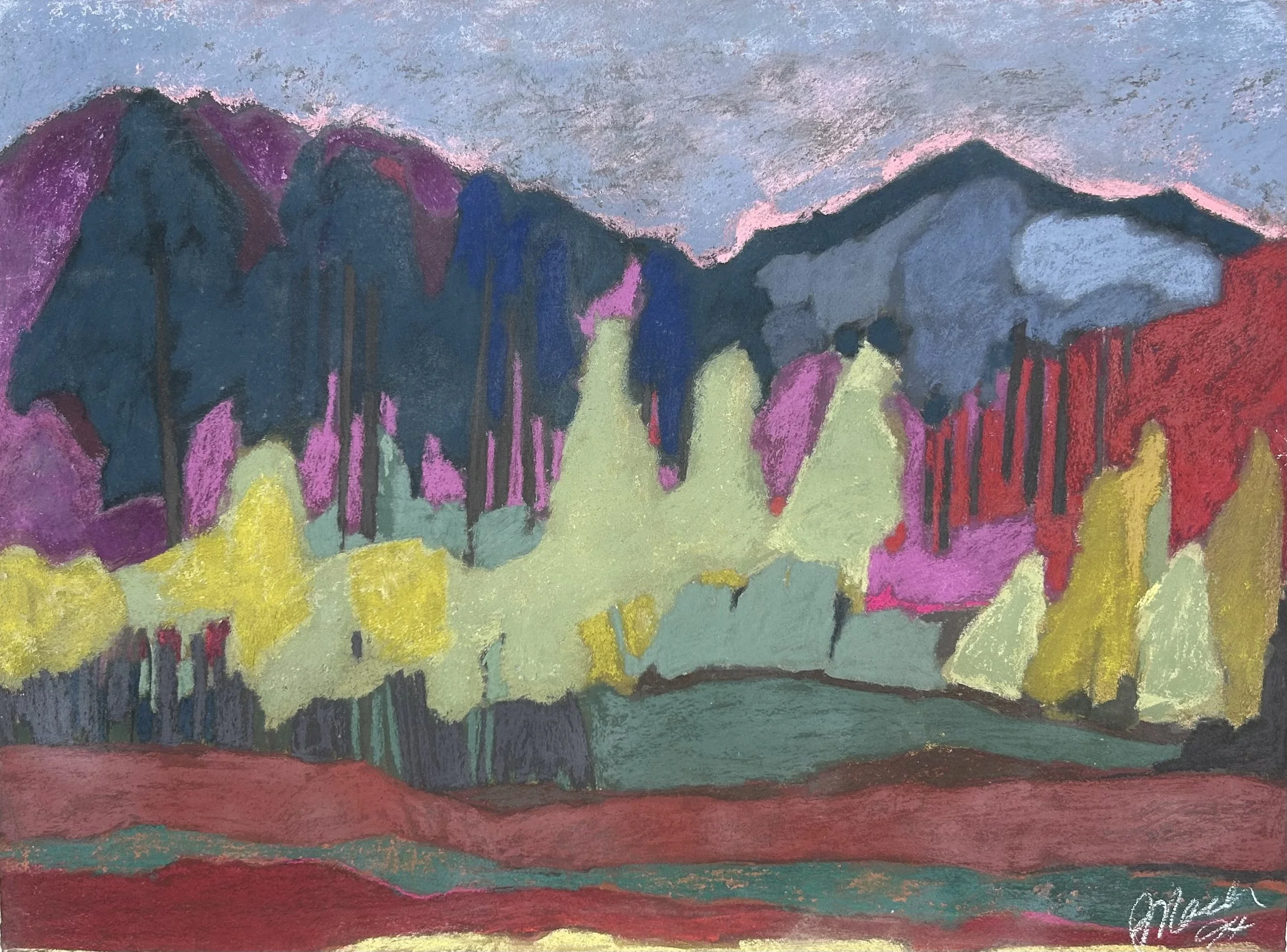 Backwoods Springs; pastel on paper; 27.5"H x 35.5"W framed;
