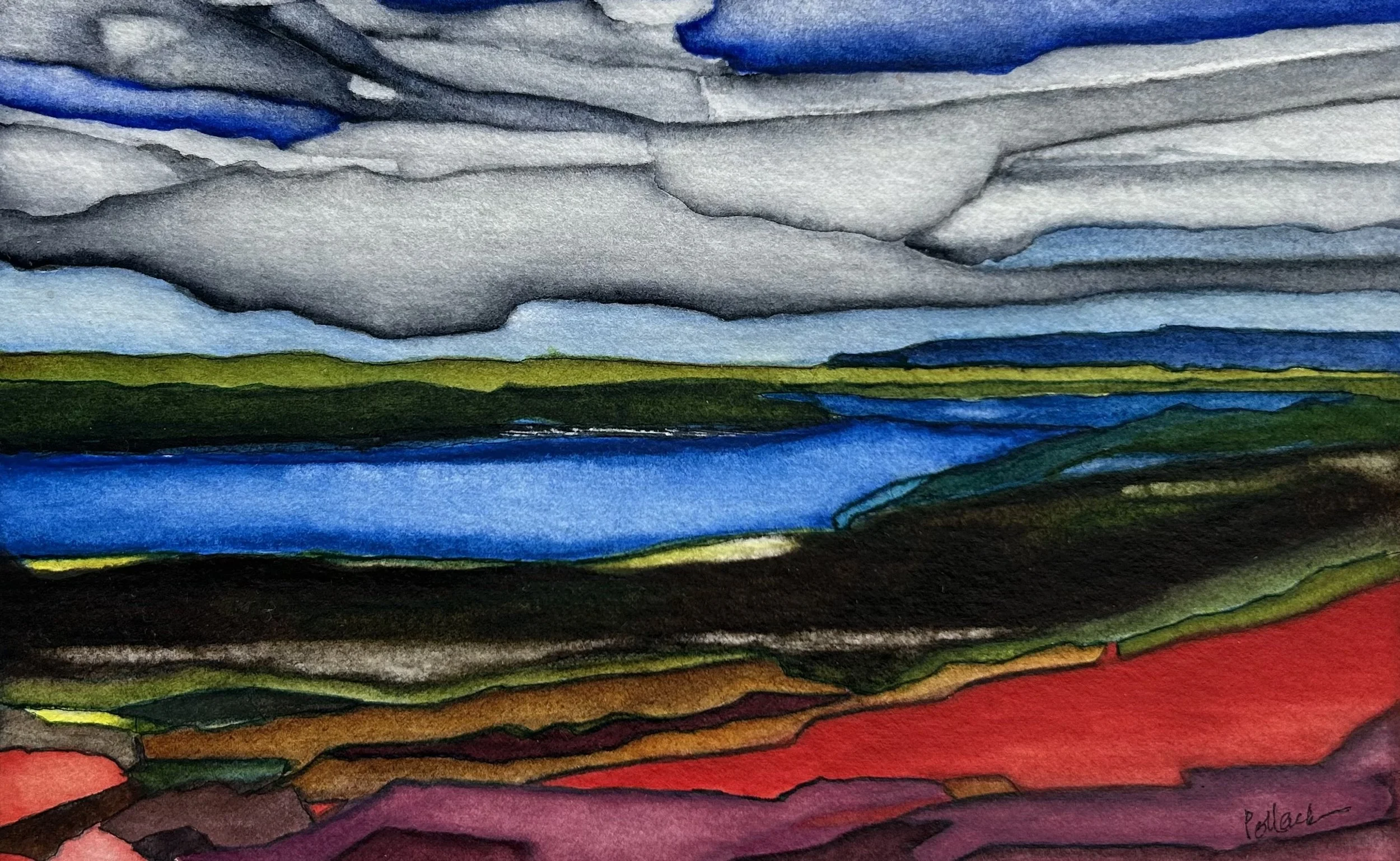 Napeague Pond; watercolor on paper10”H x 13.5”W framed
