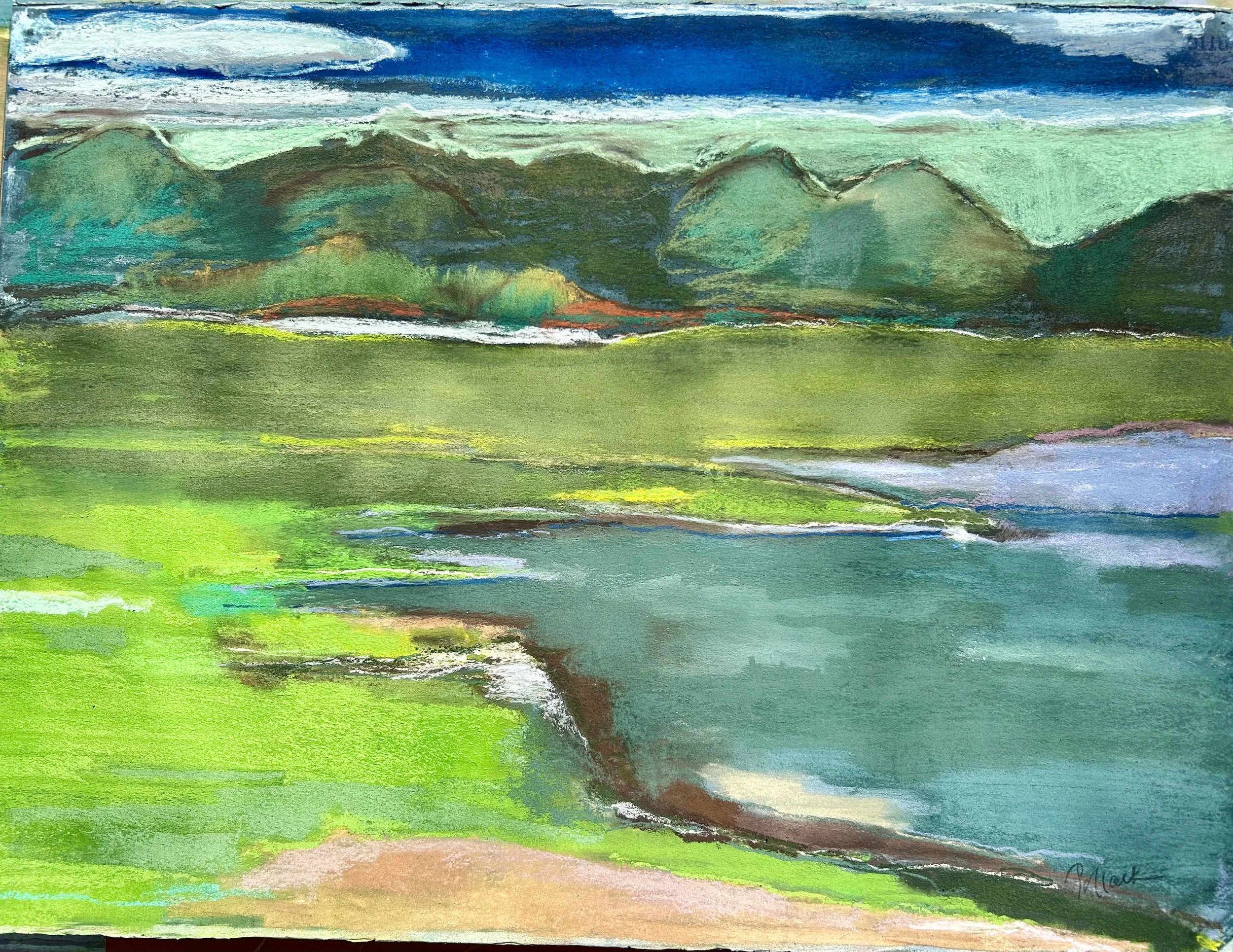 Shore Road Amagansett; pastel on paper; 27"H x 35"W framed