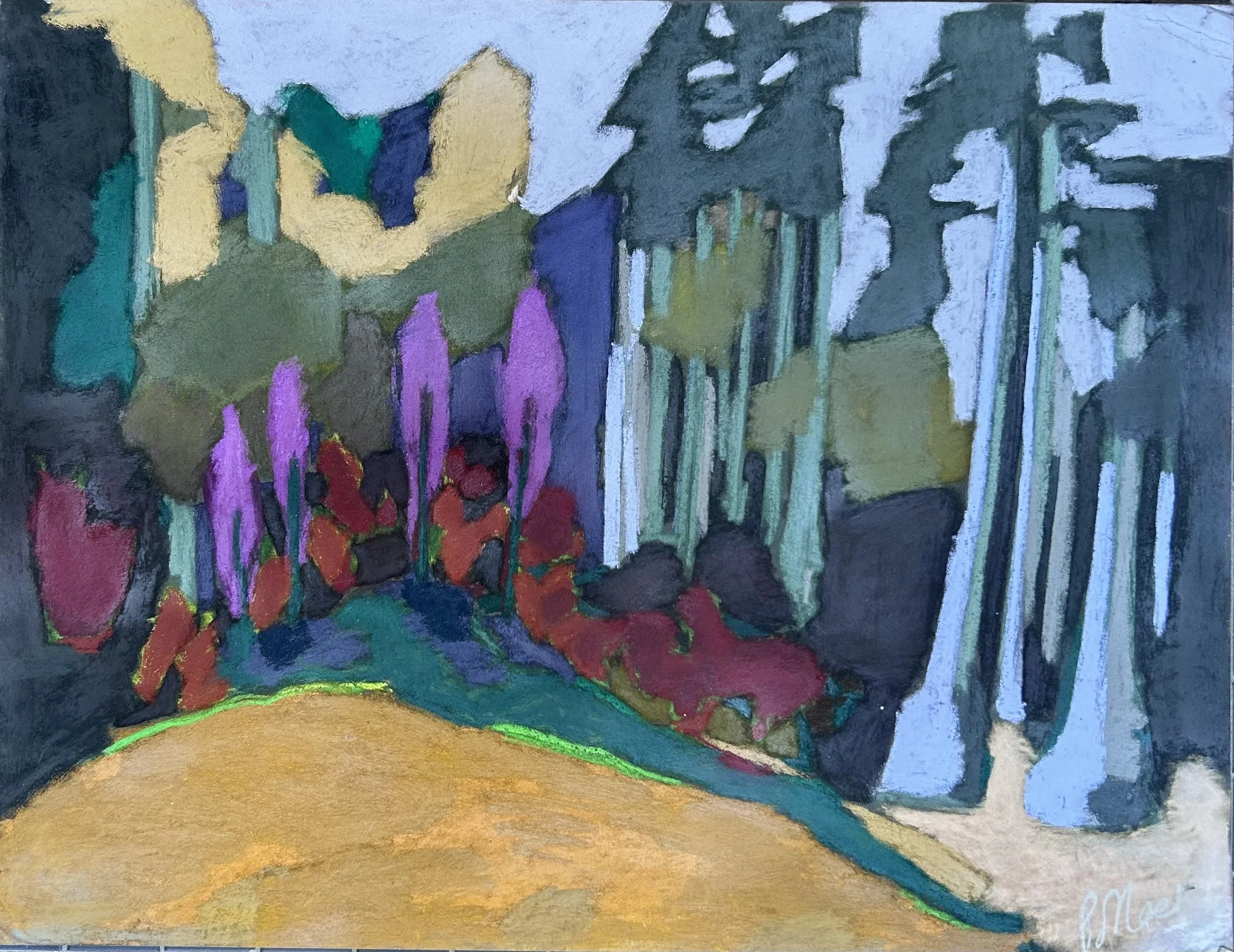 Off Springs Fireplace Road; pastel on watercolor paper; 25" x 31" 