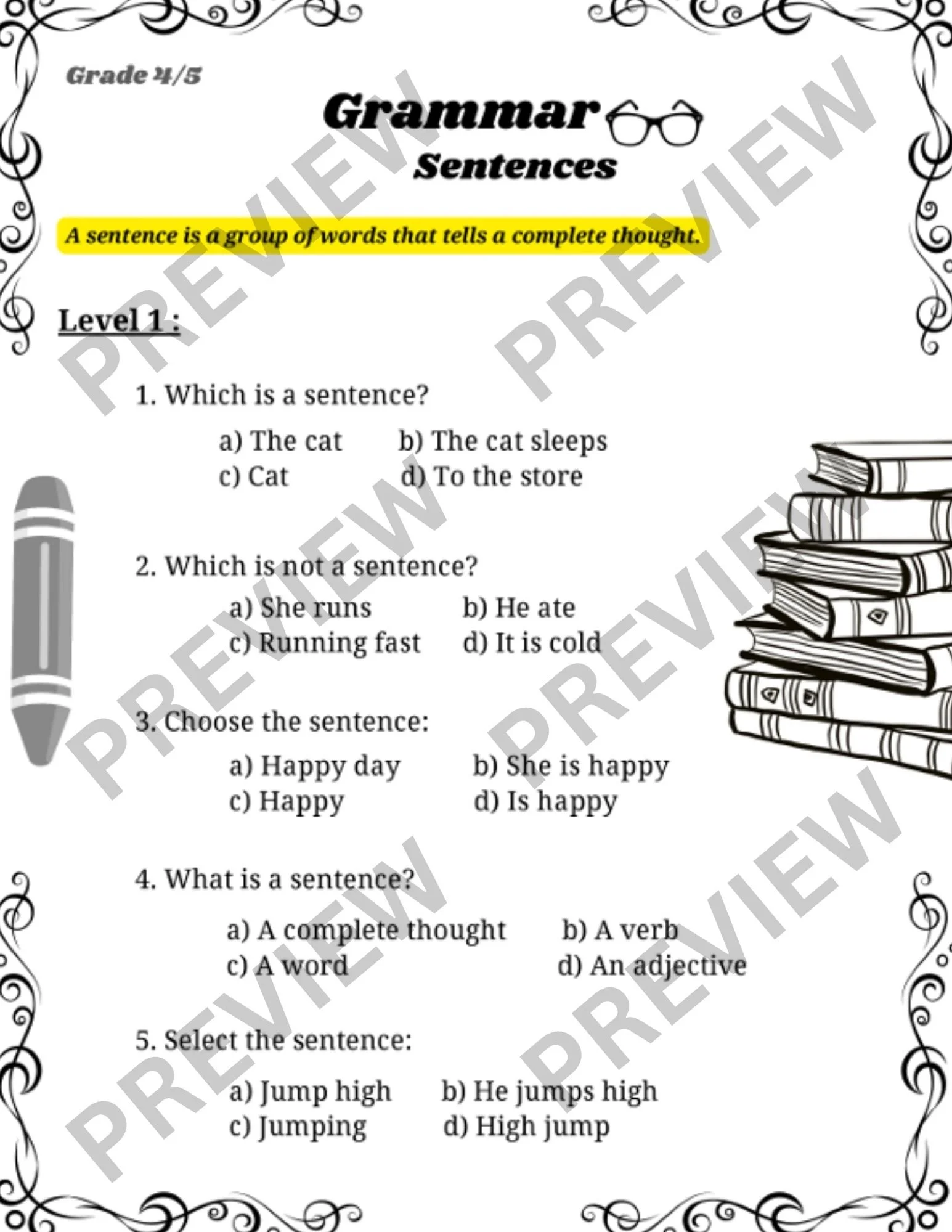 Simple Sentences Worksheet - Grammar FundamentalsSimple Sentences Worksheet - Grammar Fundamentals
