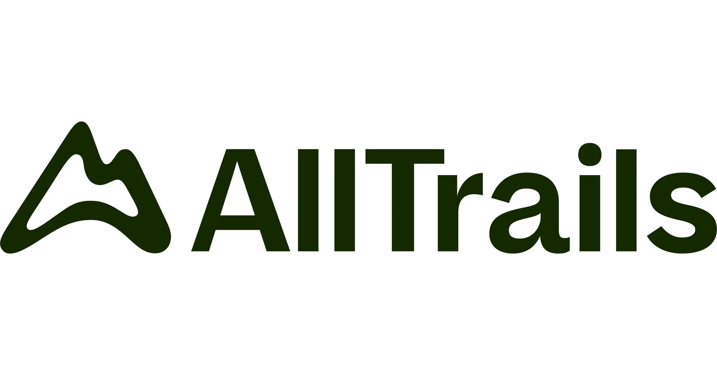 Alltrails logo with a mountain icon and the word 'Alltrails' in dark green.