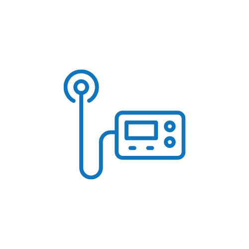 Icon of a radio antenna connected to a digital radio receiver.