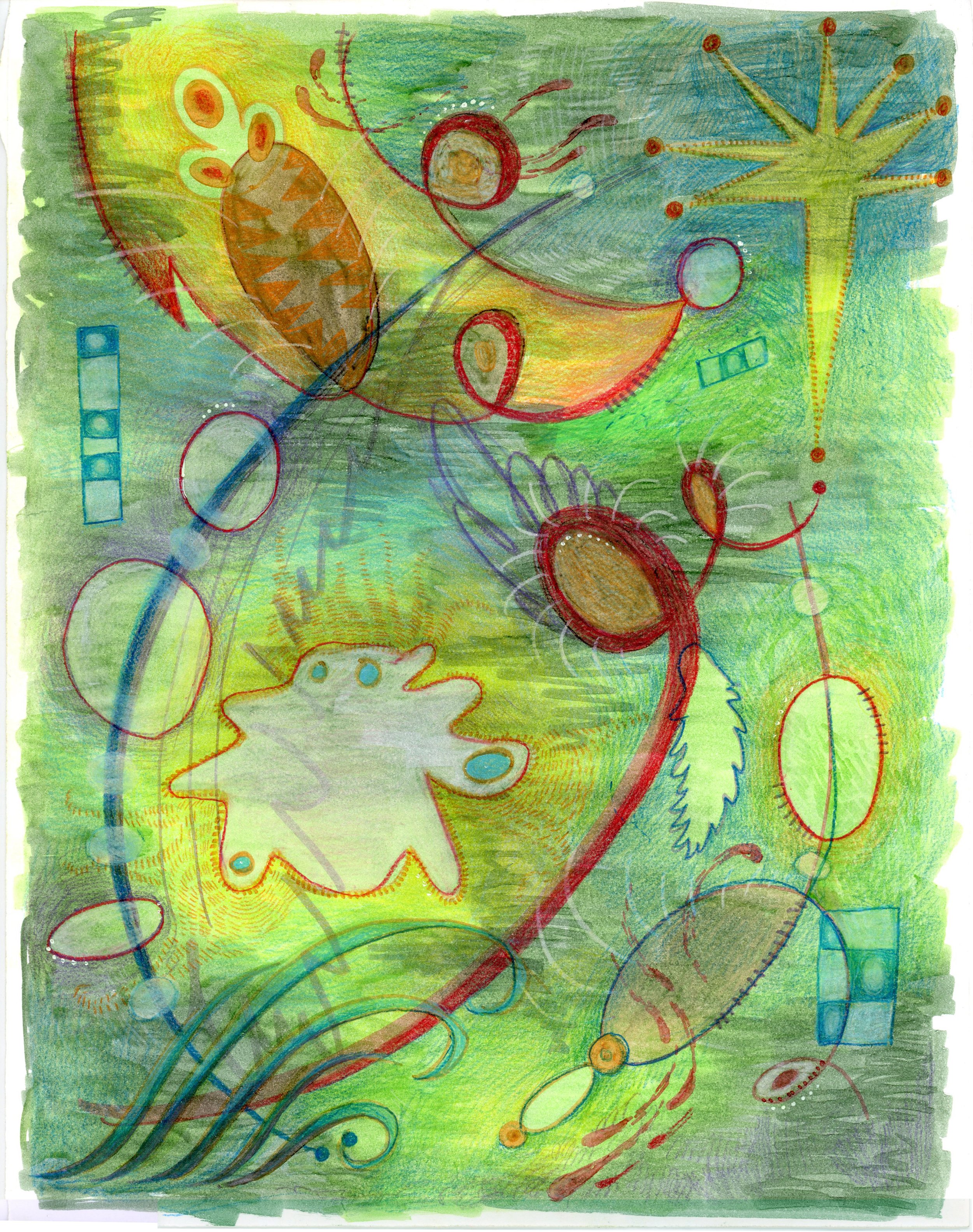 all newts are salamanders, but not all salamanders are newts
• 9.5" x 12"
• alcohol ink, colored pencil