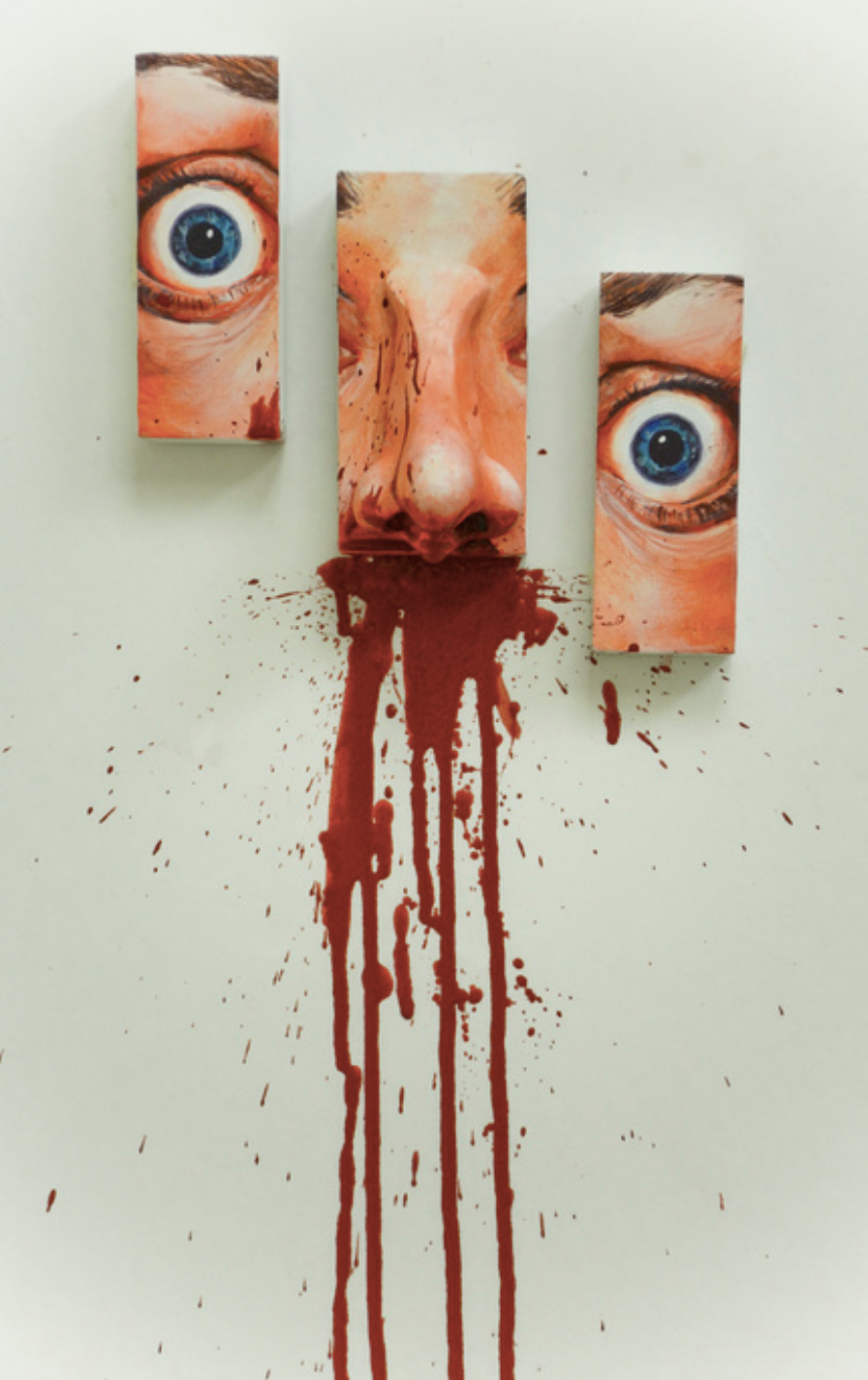 nosebleed 
• 12" x 14"
• acrylic on wood, plaster