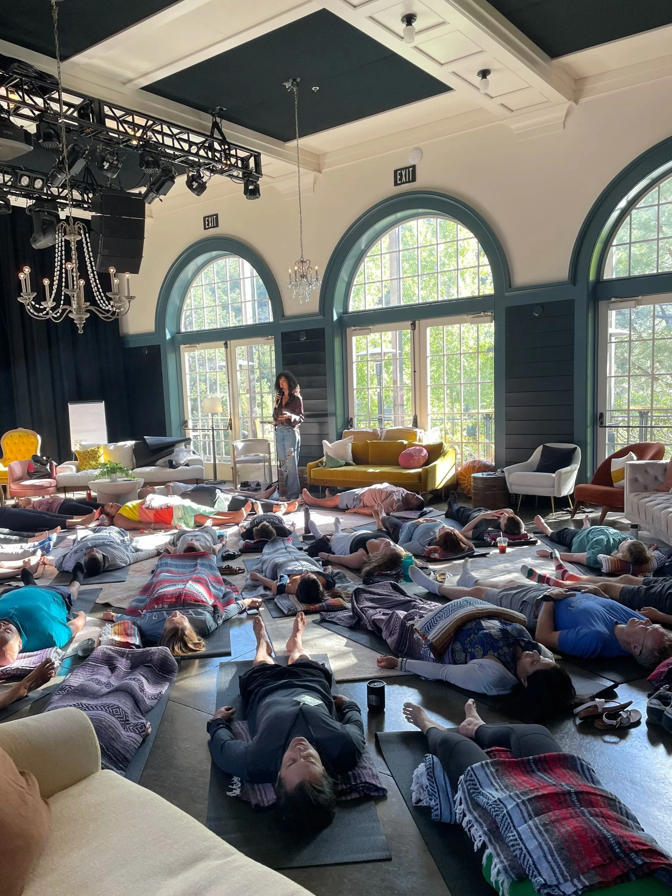 Indoor yoga session for mission-driven organizations in Nevada – trauma-informed wellness program by ALIGN Agency