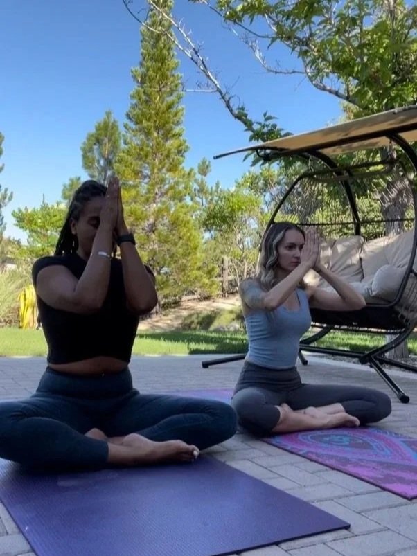 Outdoor yoga session for mission-driven organizations in Las Vegas – trauma-informed wellness program by ALIGN Agency